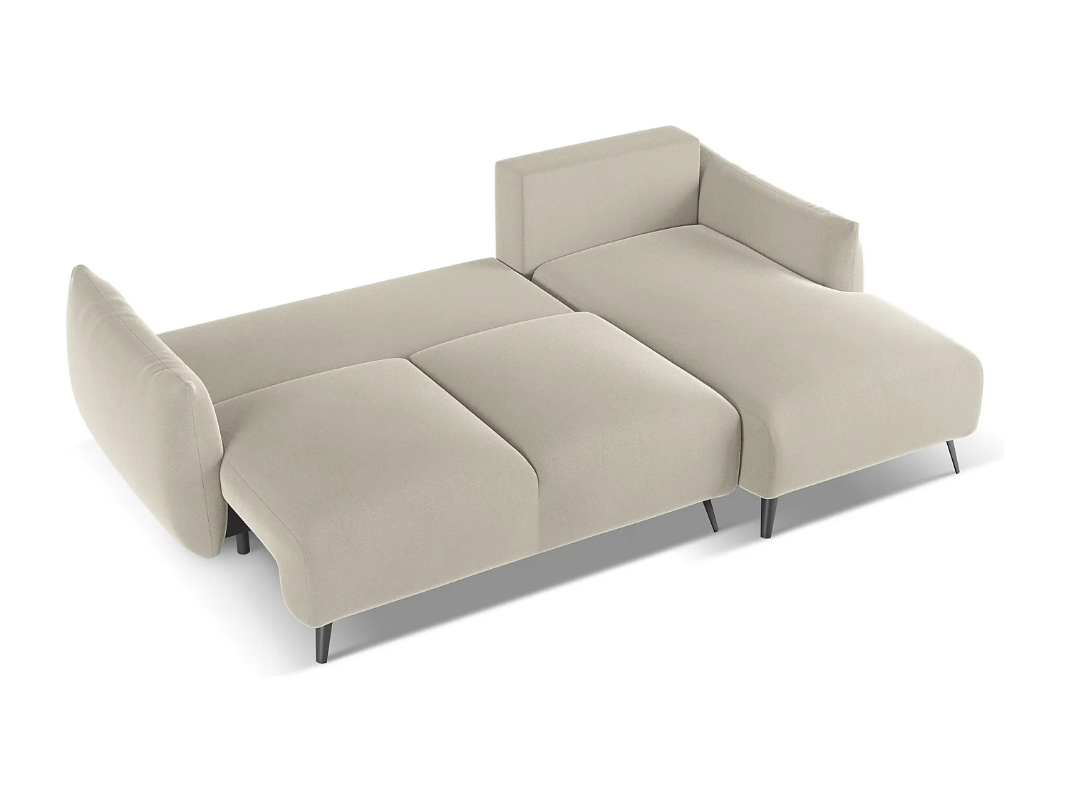 Ecksofa mit Schlaffunktion - Ecke Rechts - Samt - Perle - MALIE