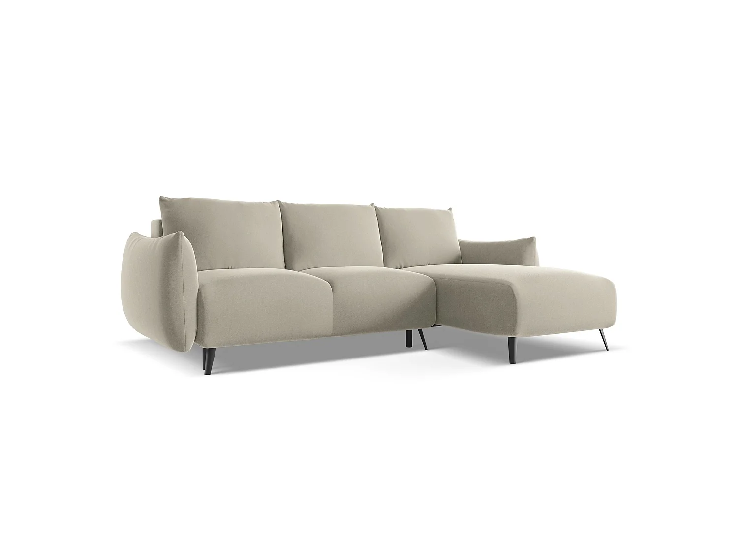Ecksofa mit Schlaffunktion - Ecke Rechts - Samt - Perle - GENOVA