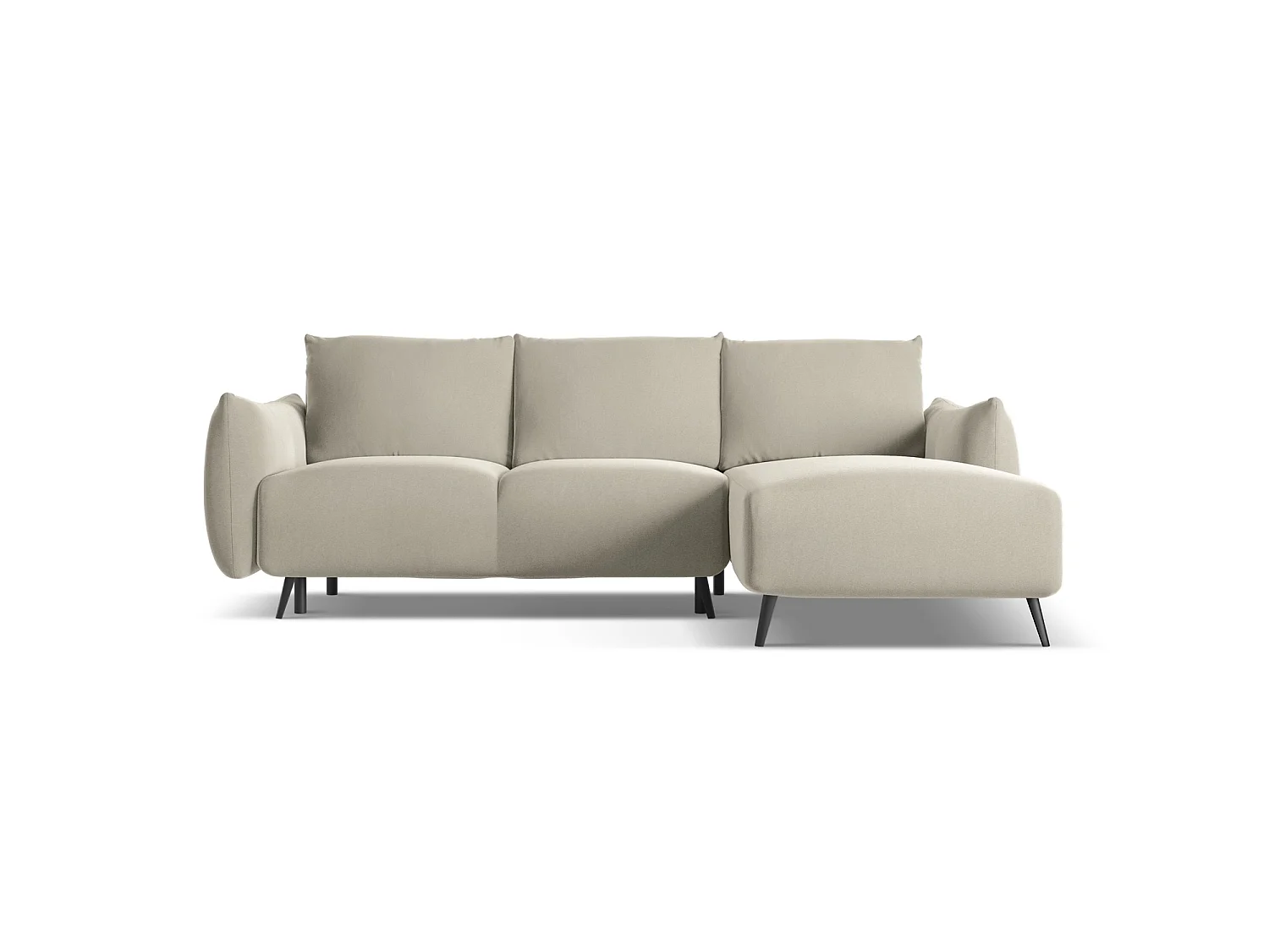 Ecksofa mit Schlaffunktion - Ecke Rechts - Samt - Perle - GENOVA