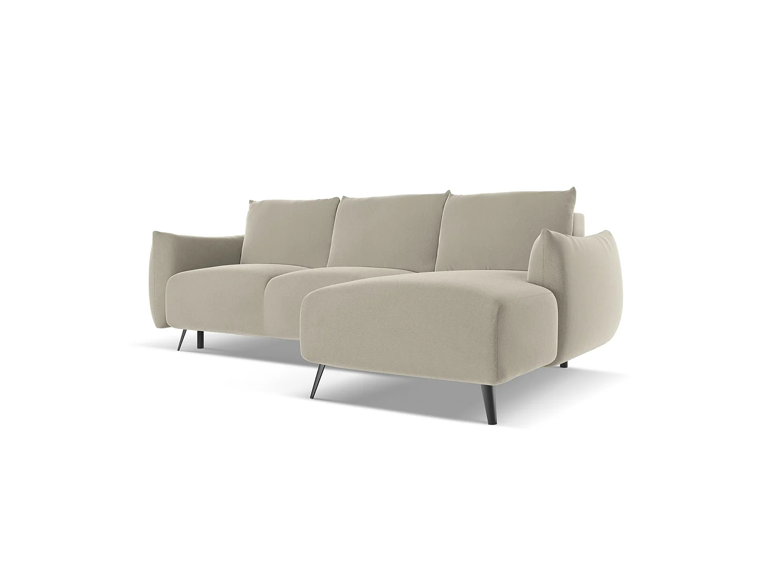 Ecksofa mit Schlaffunktion - Ecke Rechts - Samt - Perle - GENOVA