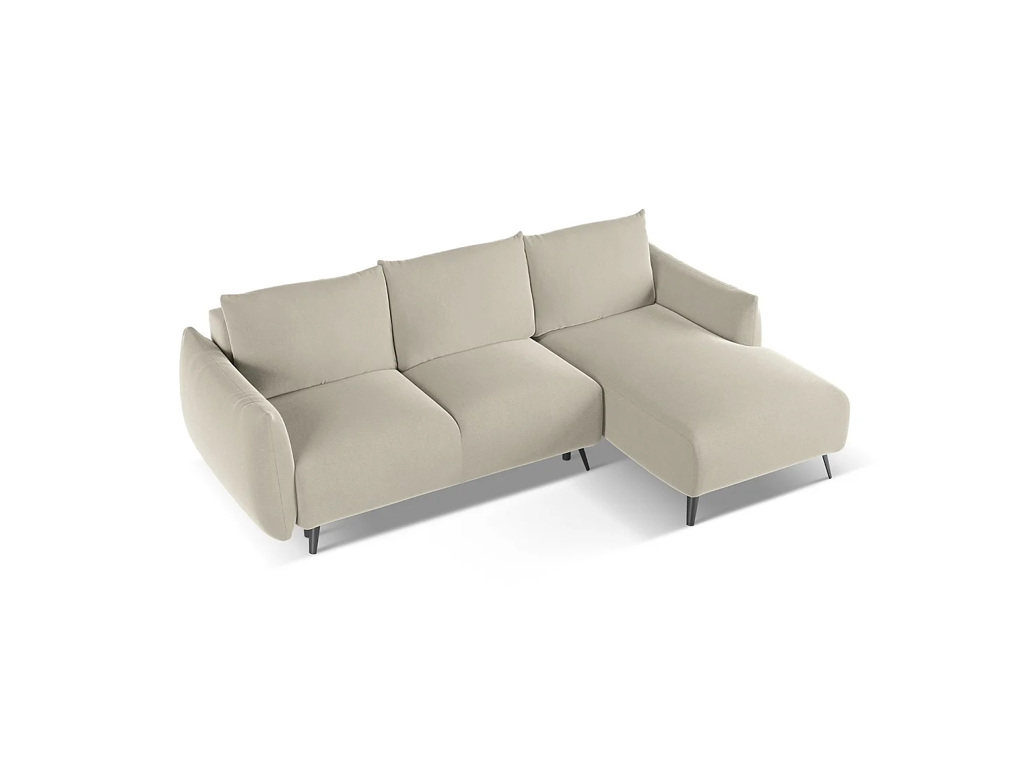 Ecksofa mit Schlaffunktion - Ecke Rechts - Samt - Perle - GENOVA