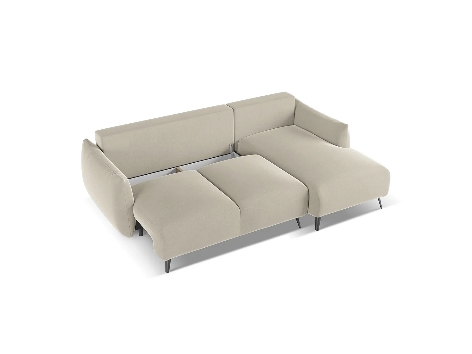 Ecksofa mit Schlaffunktion - Ecke Rechts - Samt - Perle - GENOVA