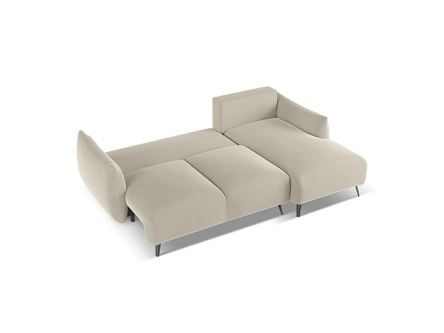 Ecksofa mit Schlaffunktion - Ecke Rechts - Samt - Perle - GENOVA