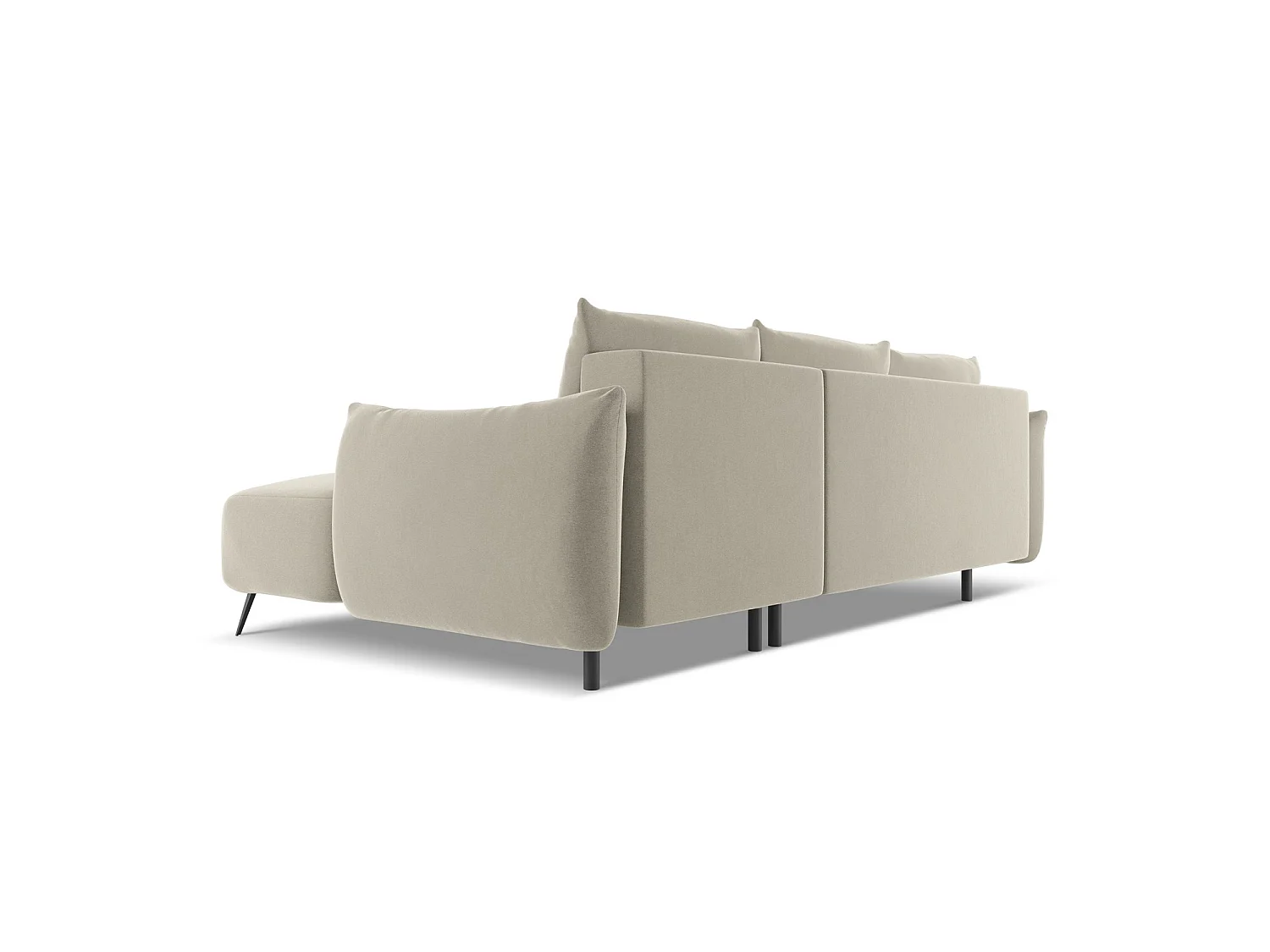 Ecksofa mit Schlaffunktion - Ecke Rechts - Samt - Perle - GENOVA