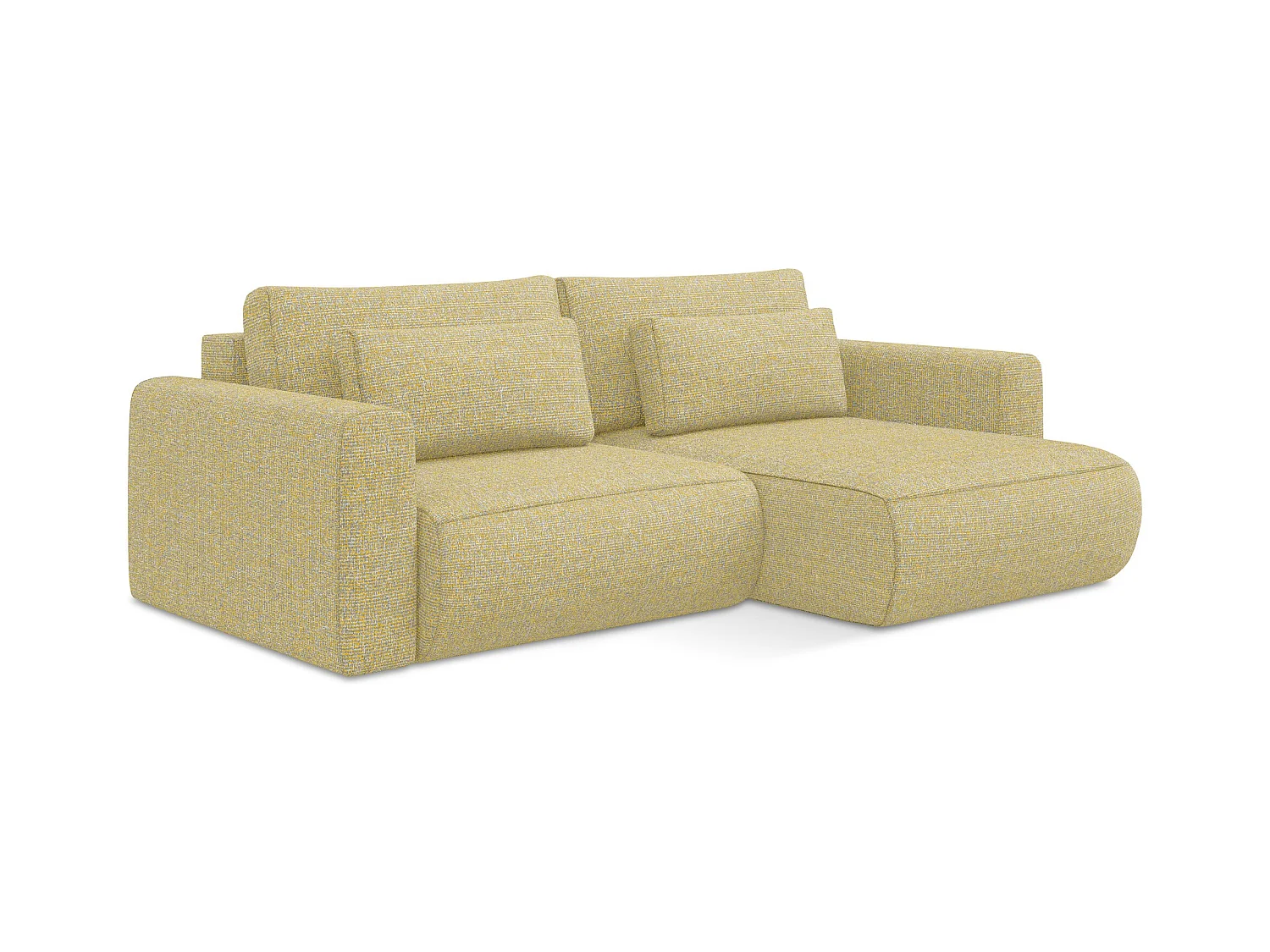 2-Sitzer Ecksofa mit Schlaffunktion - Ecke Rechts - Strukturstoff - Senf - KAPUA