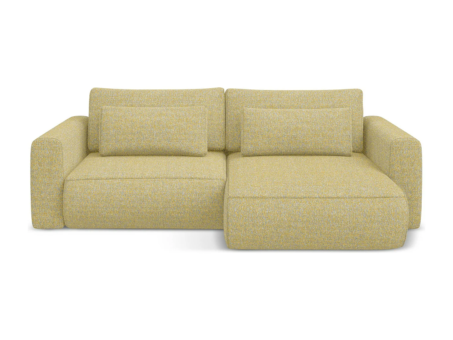 Narożnik prawostronny z funkcją spania - z tkaniny strukturalnej - musztardowy - KAPUA