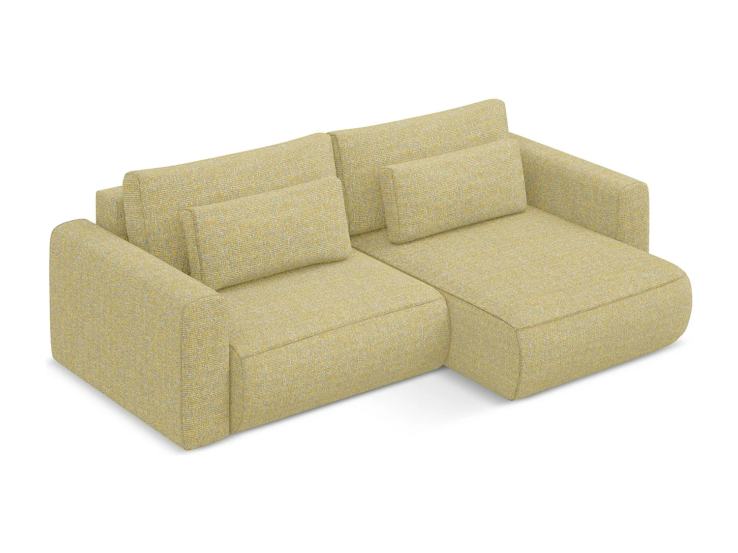 Narożnik prawostronny z funkcją spania - z tkaniny strukturalnej - musztardowy - KAPUA