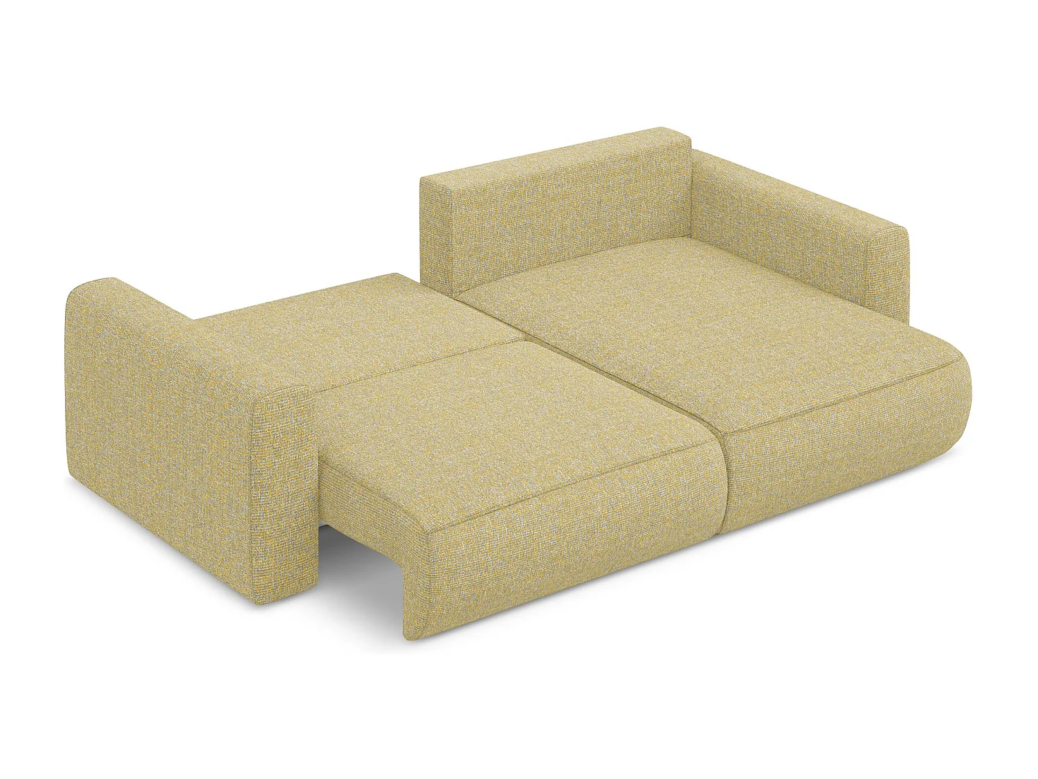 Narożnik prawostronny z funkcją spania - z tkaniny strukturalnej - musztardowy - KAPUA