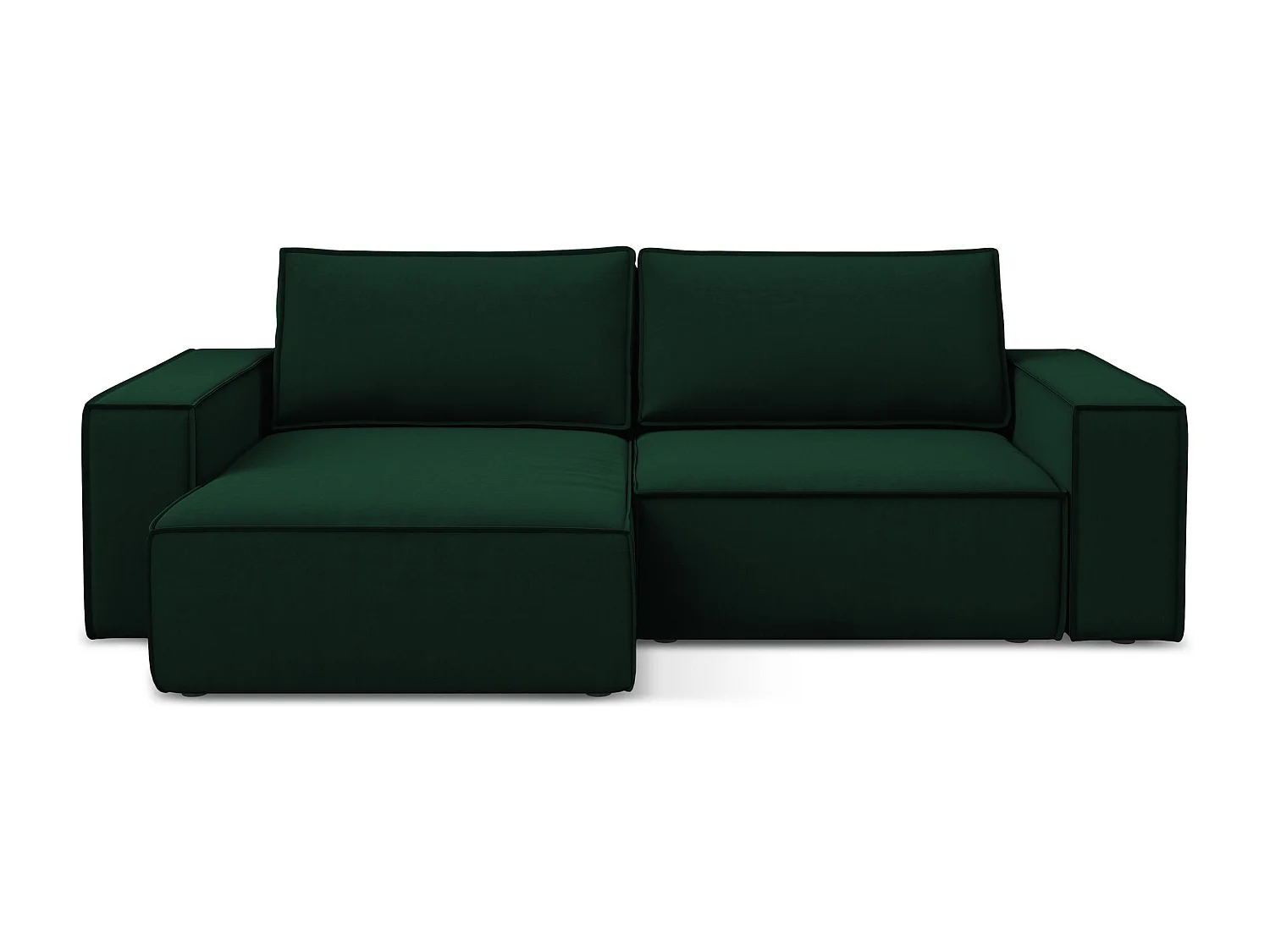 Canapé d’angle 2 places gauche convertible en velours - bouteille verte - KIMO