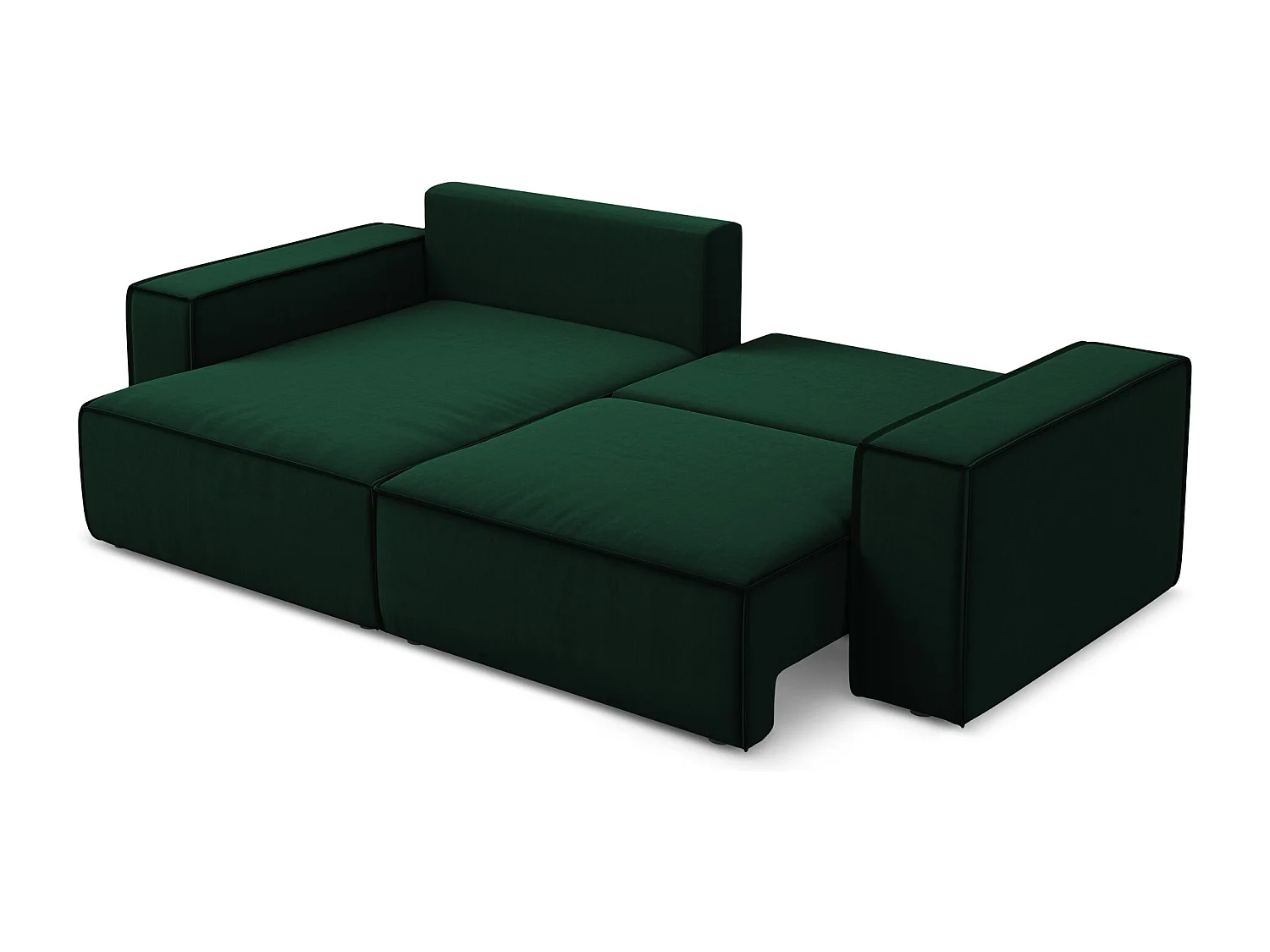 Canapé d’angle 2 places gauche convertible en velours - bouteille verte - KIMO