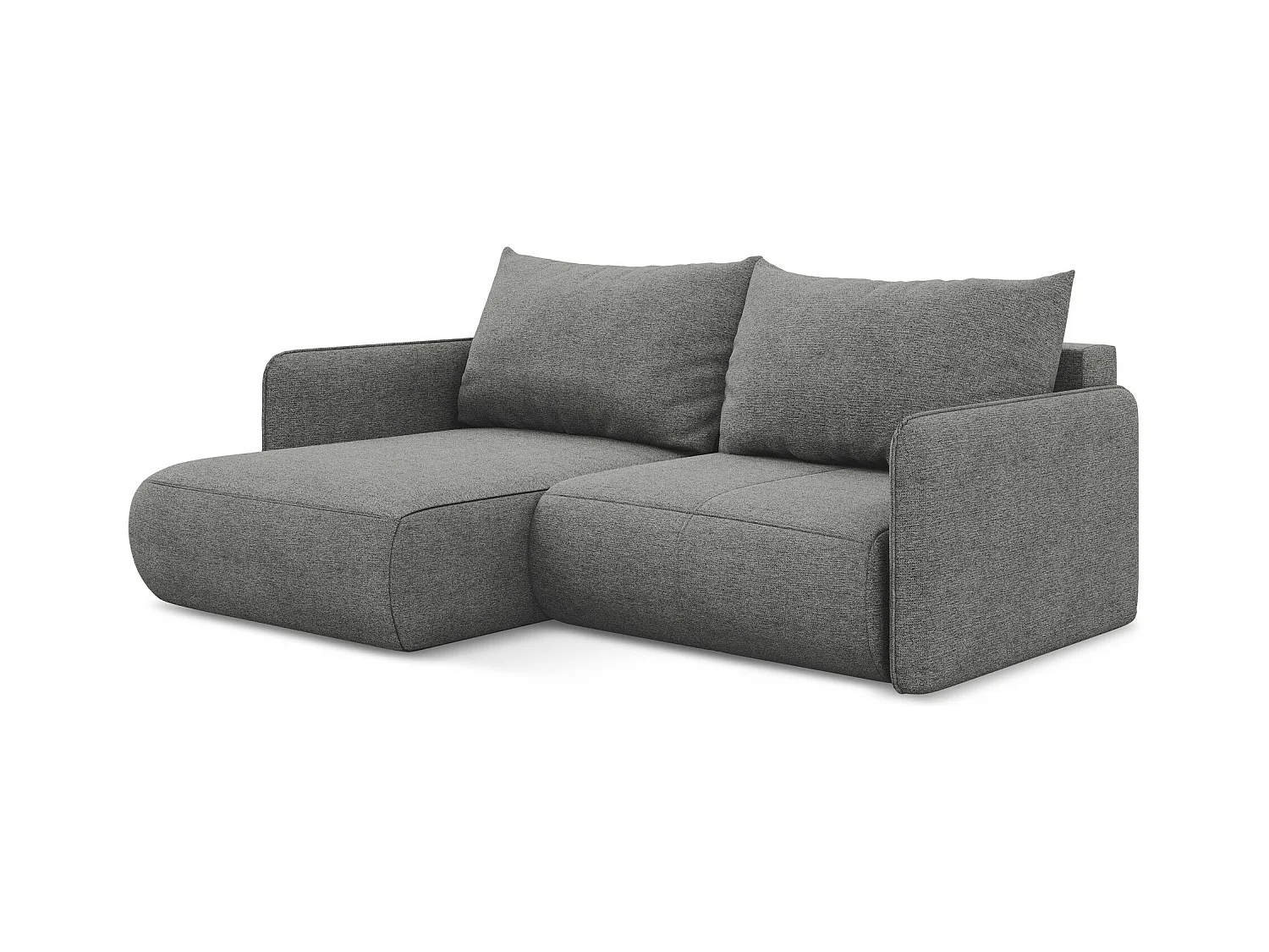 Canapé d’angle 2,5 places gauche convertible en tissu chenille - éléphant - NANEA