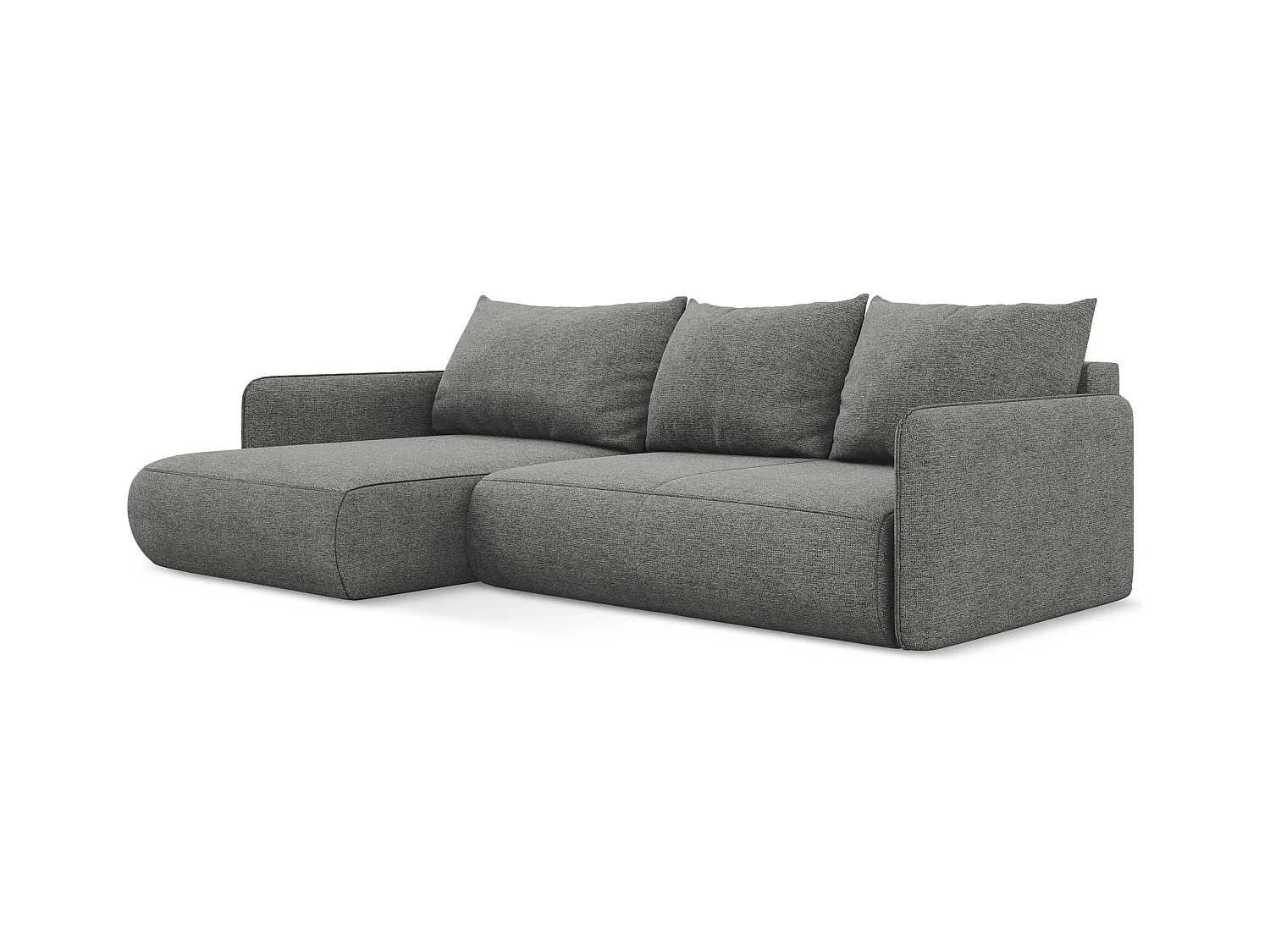 Canapé d’angle 3 places gauche convertible en tissu chenille - éléphant - NANEA