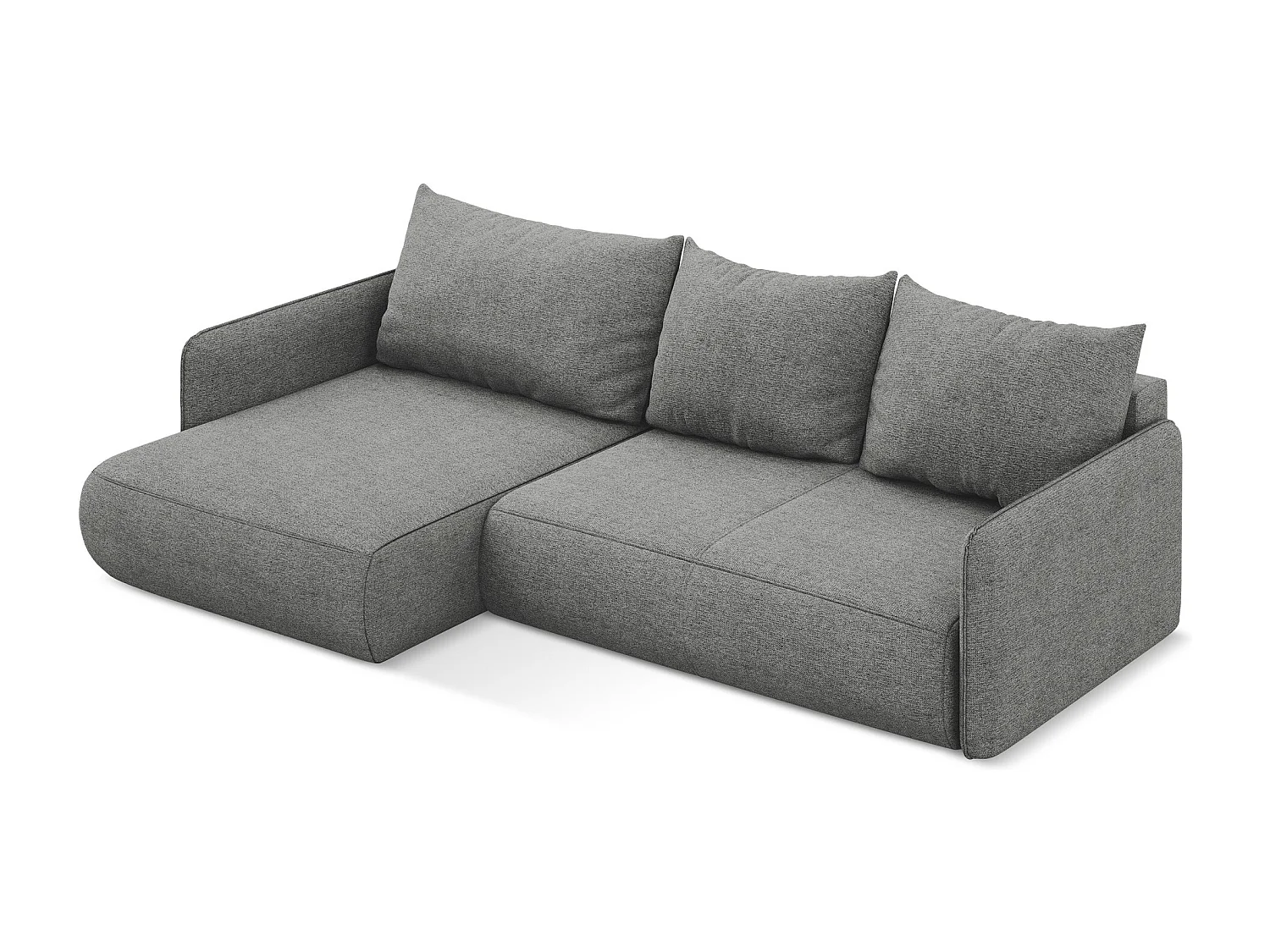 Sofá de canto esquerdo convertível 3 lugares em tecido chenille elefante - NANEA