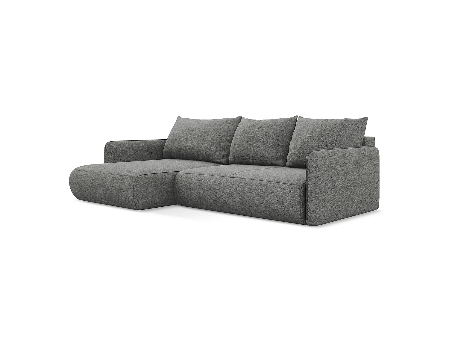 Canapé d’angle 3 places gauche convertible en tissu chenille - éléphant - PALERMO