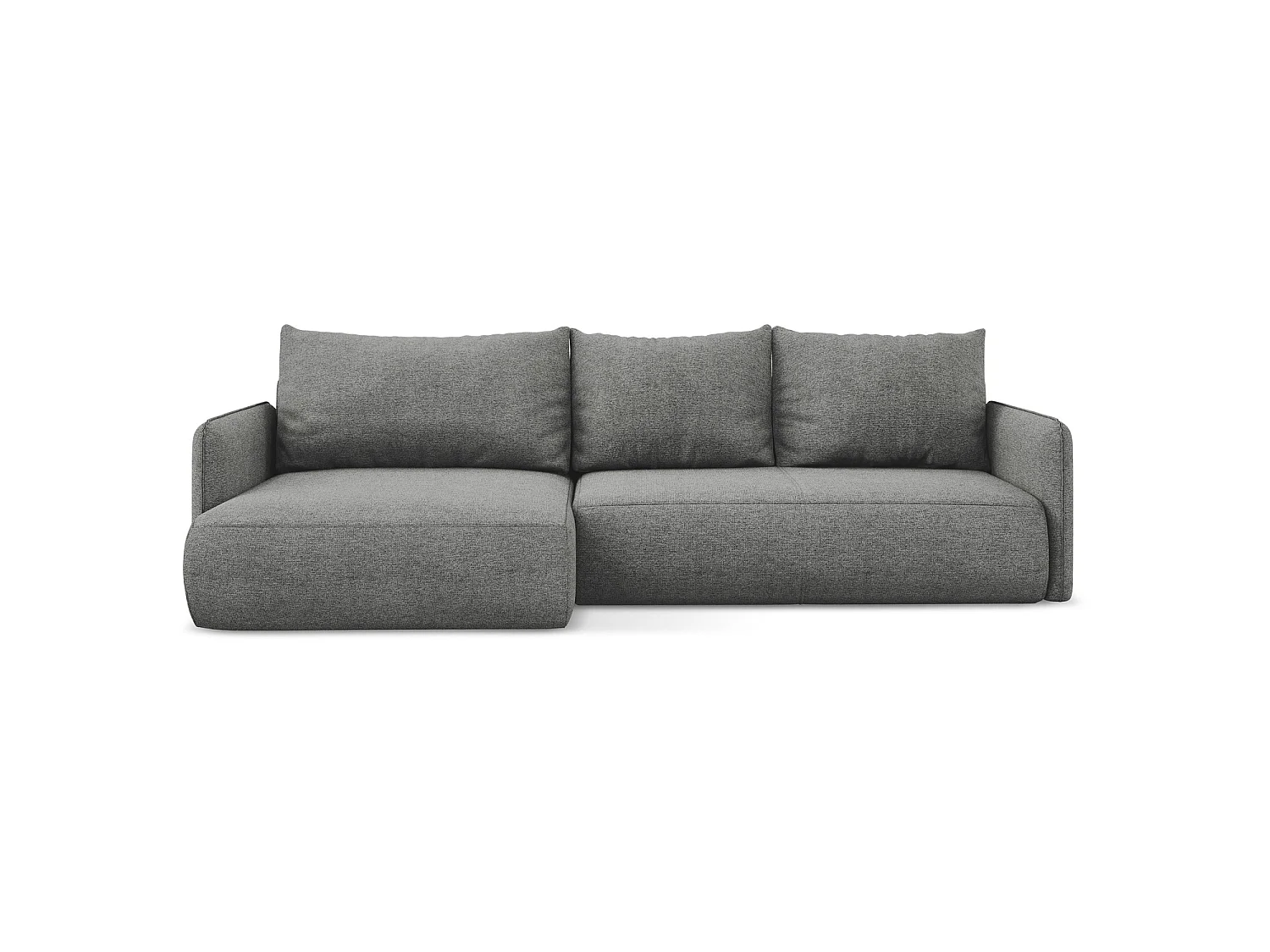 Canapé d’angle 3 places gauche convertible en tissu chenille - éléphant - PALERMO