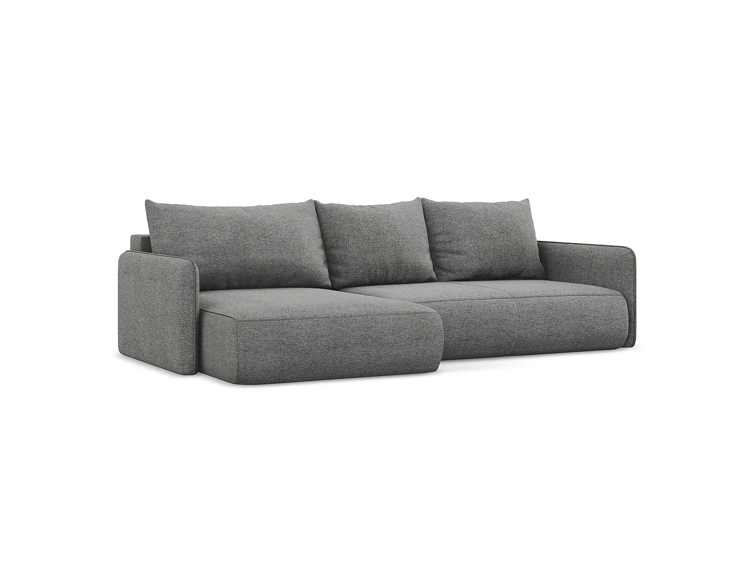 Canapé d’angle 3 places gauche convertible en tissu chenille - éléphant - PALERMO