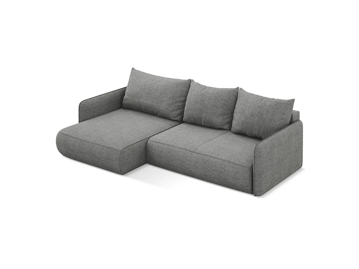 Canapé d’angle 3 places gauche convertible en tissu chenille - éléphant - PALERMO