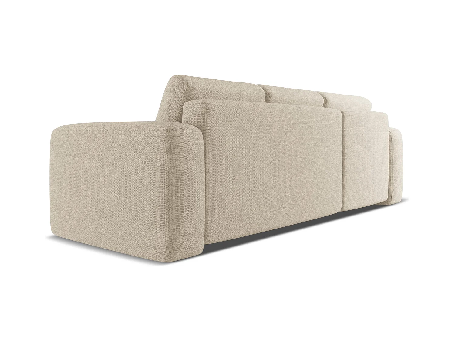 Canapé d'angle gauche convertible en tissu chenille - beige foncé - KAILA