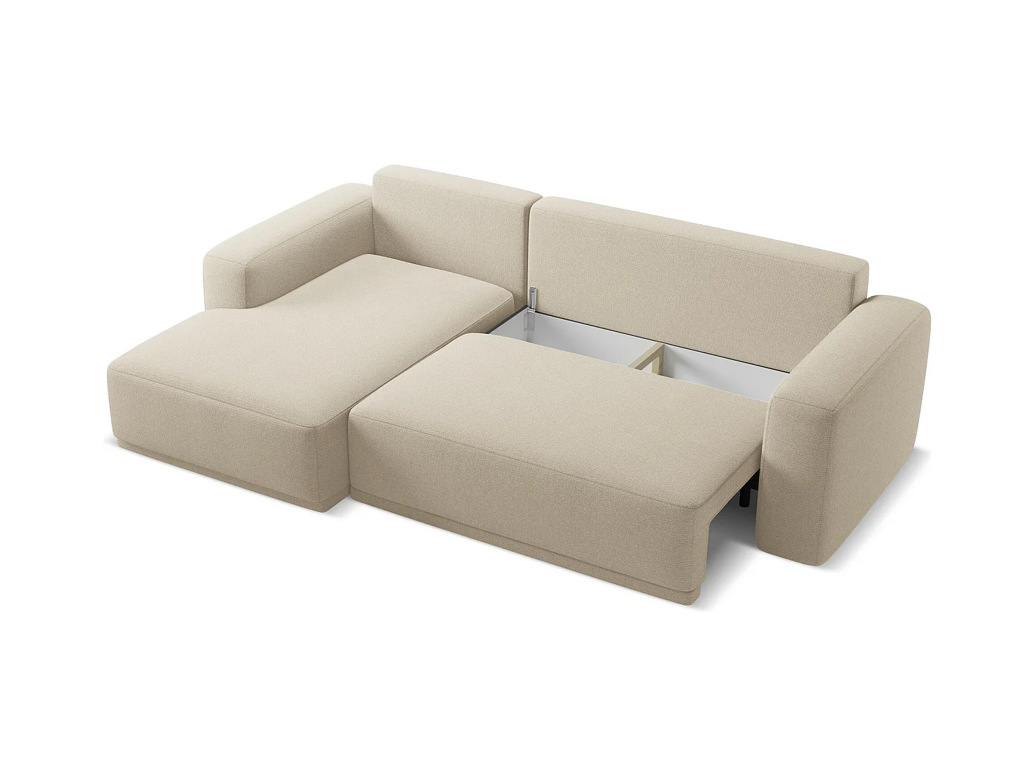 Canapé d'angle gauche convertible en tissu chenille - beige foncé - KAILA