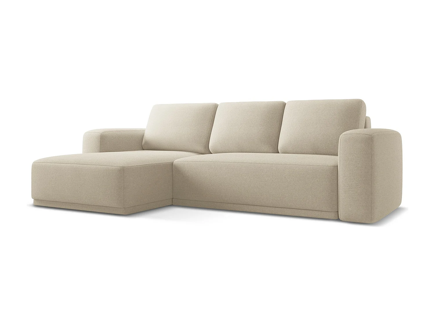 Canapé d'angle gauche convertible en tissu chenille - beige foncé - KAILA