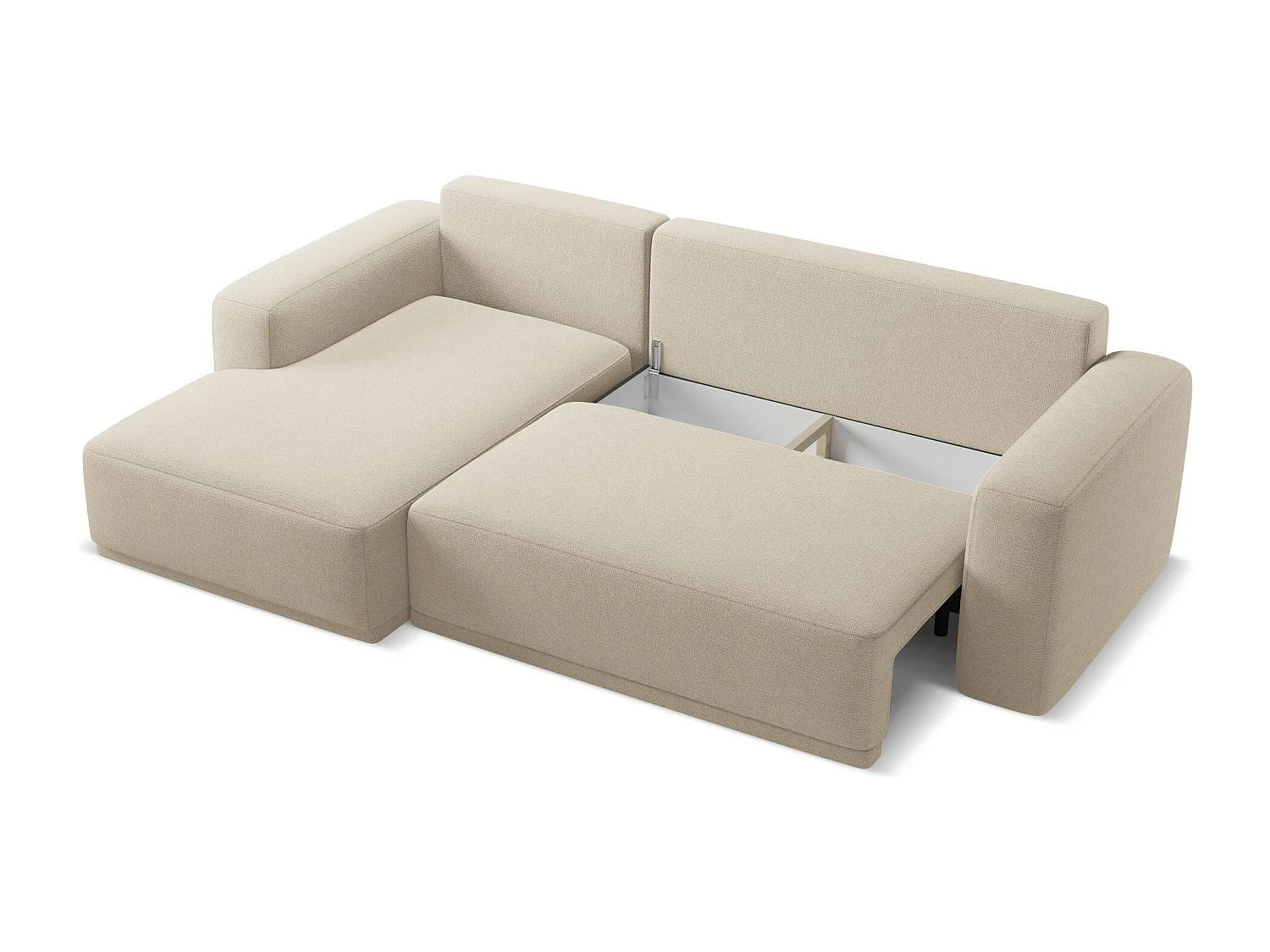 Canapé d'angle gauche convertible en tissu chenille - beige foncé - KAILA