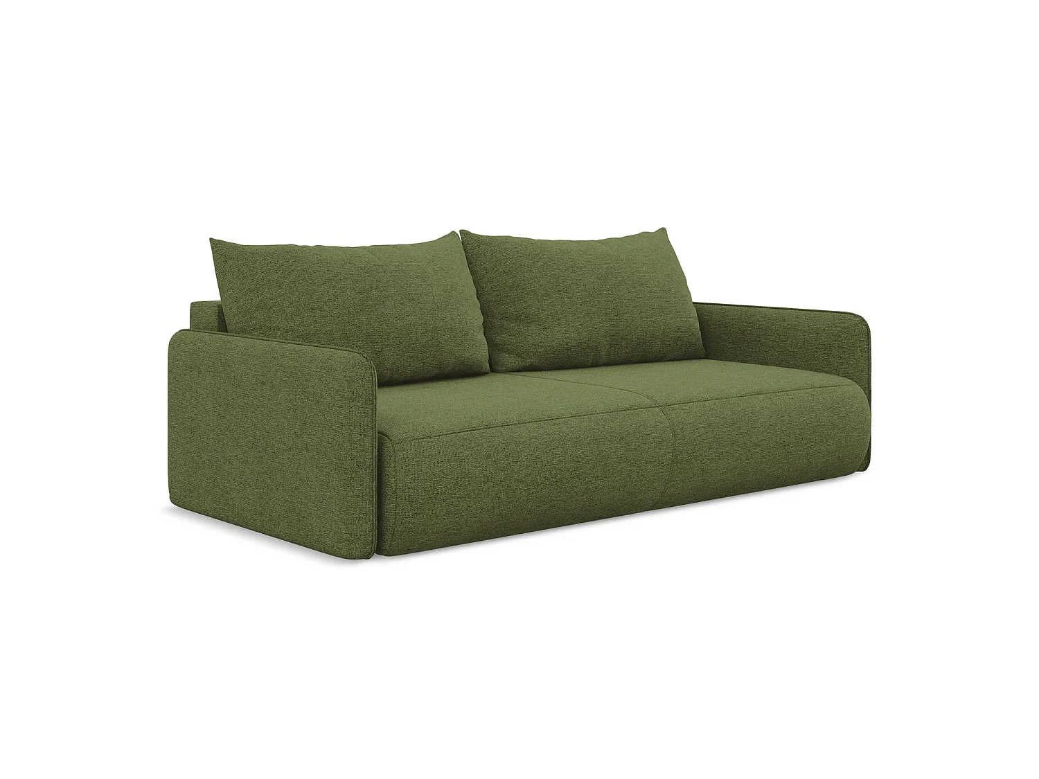 Driezits-slaapbank van flessengroen chenille stof - PALERMO