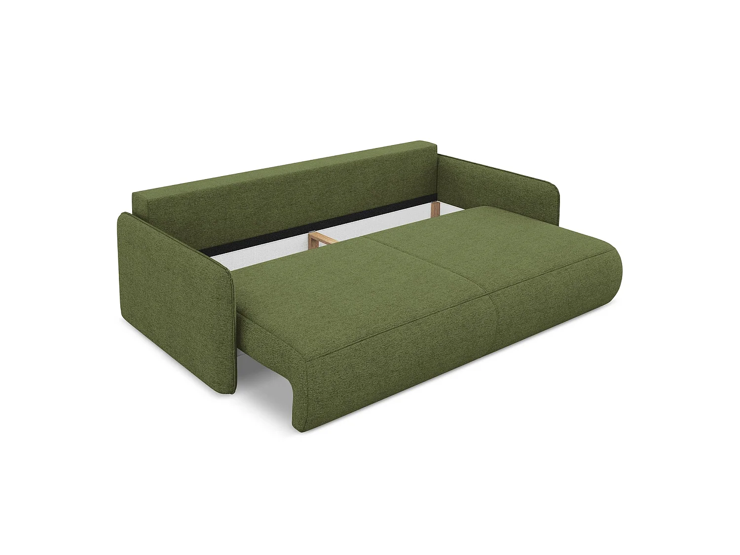 Driezits-slaapbank van flessengroen chenille stof - PALERMO