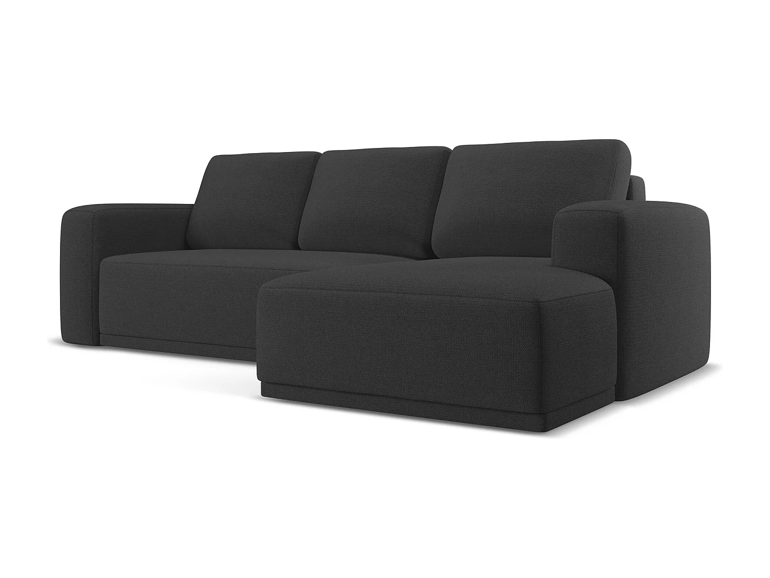 Ecksofa mit Schlaffunktion - Ecke Rechts - Chenille - Anthrazit - KAILA