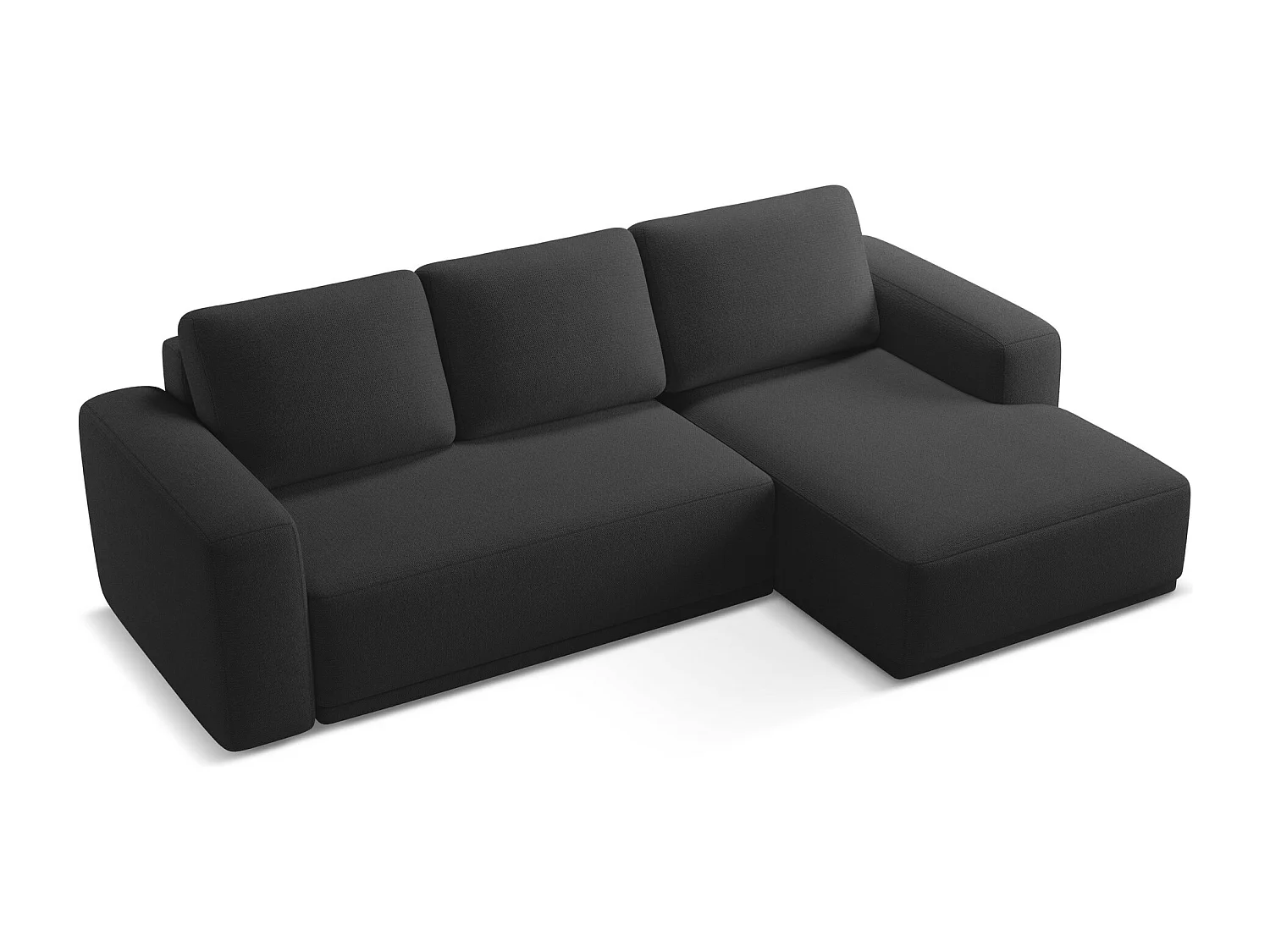 Ecksofa mit Schlaffunktion - Ecke Rechts - Chenille - Anthrazit - KAILA