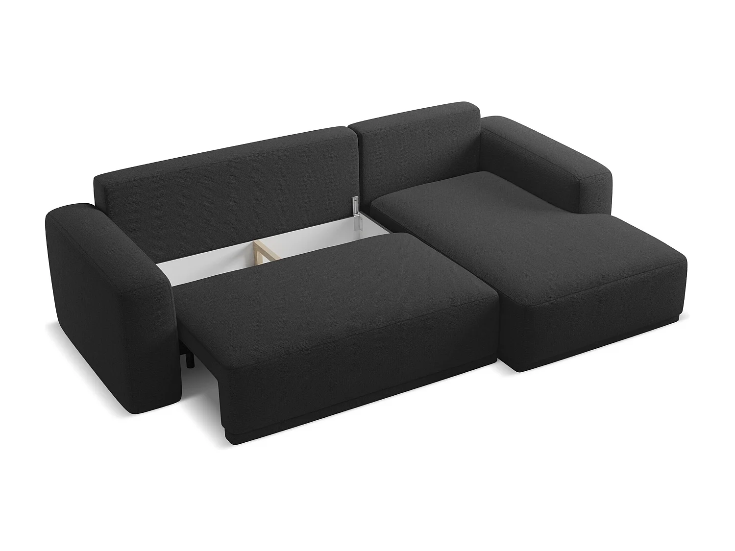 Ecksofa mit Schlaffunktion - Ecke Rechts - Chenille - Anthrazit - KAILA