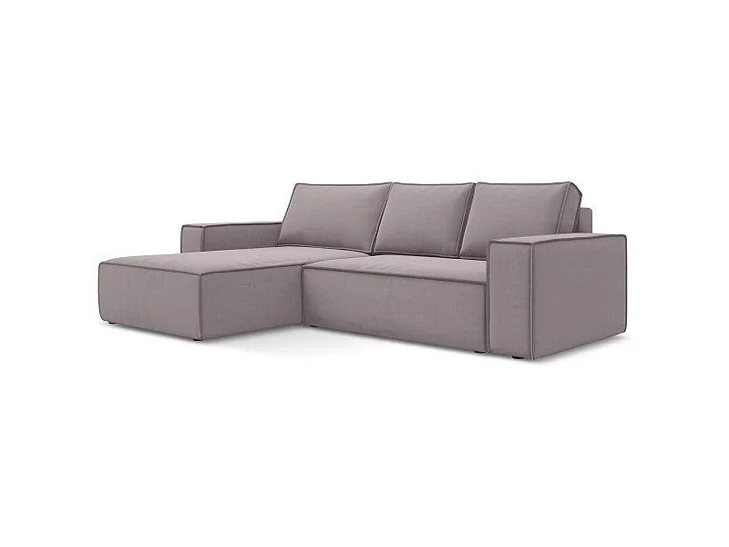3-Sitzer Ecksofa mit Schlaffunktion - Ecke Links - Samt - Lavendel - KIMO