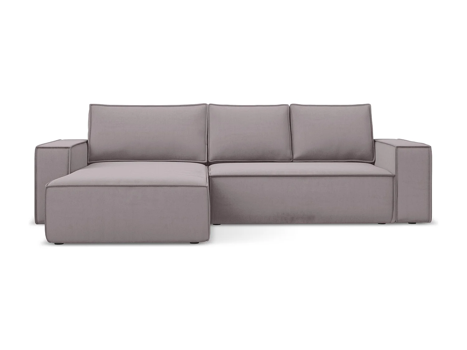 Hoekslaapbank links van lavendel velours - KIMO