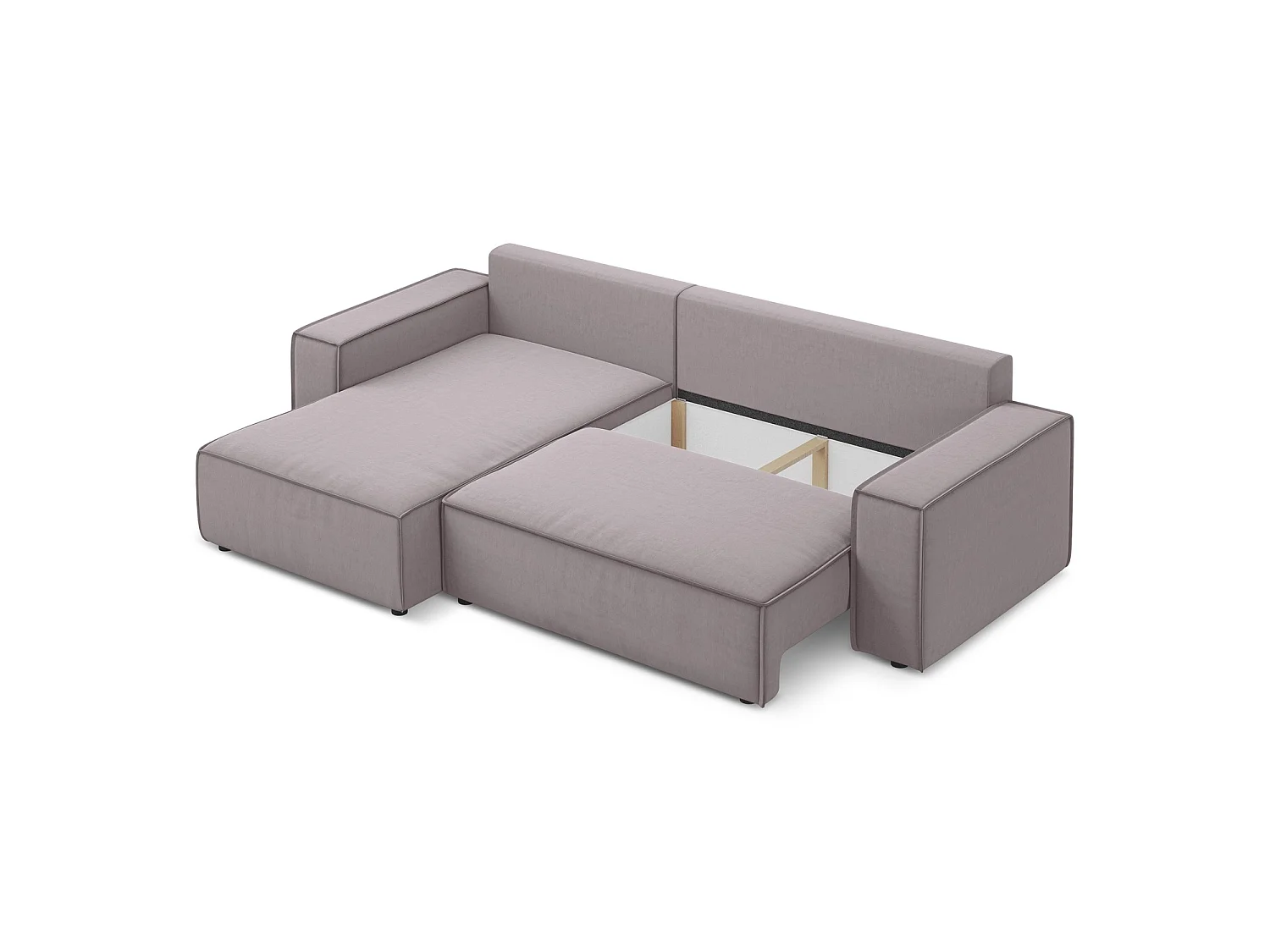 Canapé d’angle 3 places gauche convertible en velours - lavande - LIVORNO