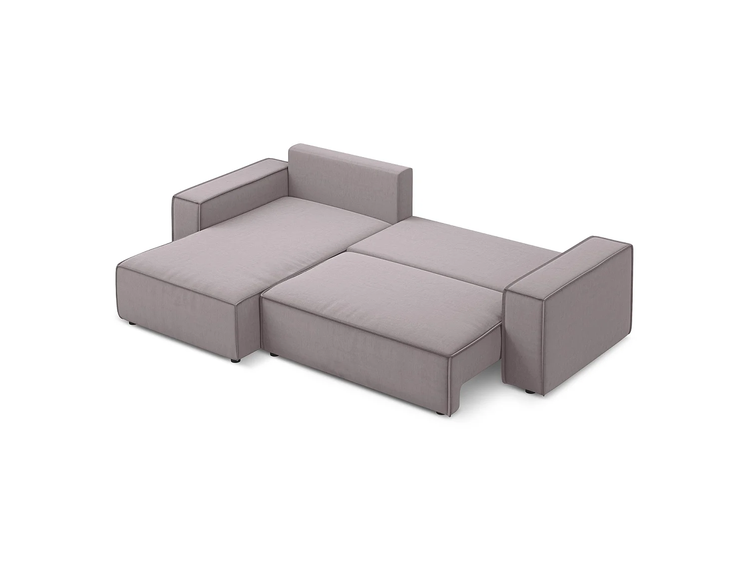 Canapé d’angle 3 places gauche convertible en velours - lavande - LIVORNO