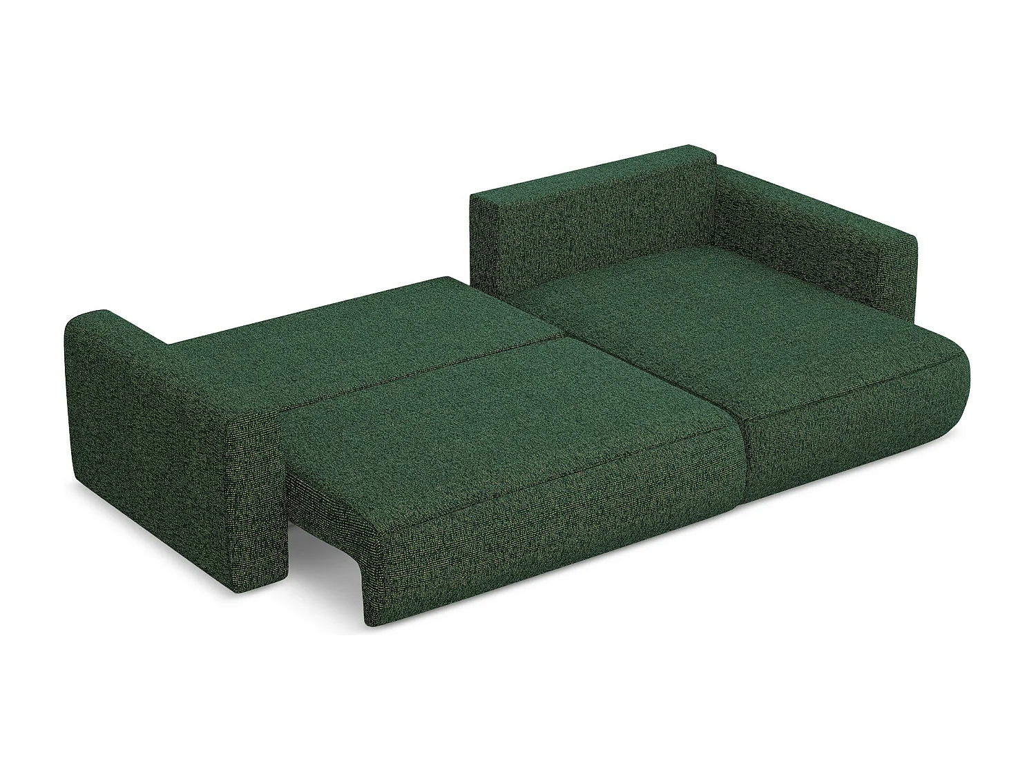 Sofá esquinero convertible 3 plazas derecho de tela texturizada verde - KAPUA