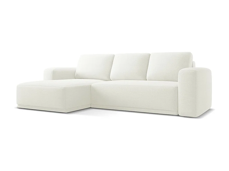 3-Sitzer Ecksofa mit Schlaffunktion - Ecke Links - Chenille - Weiß - KAILA