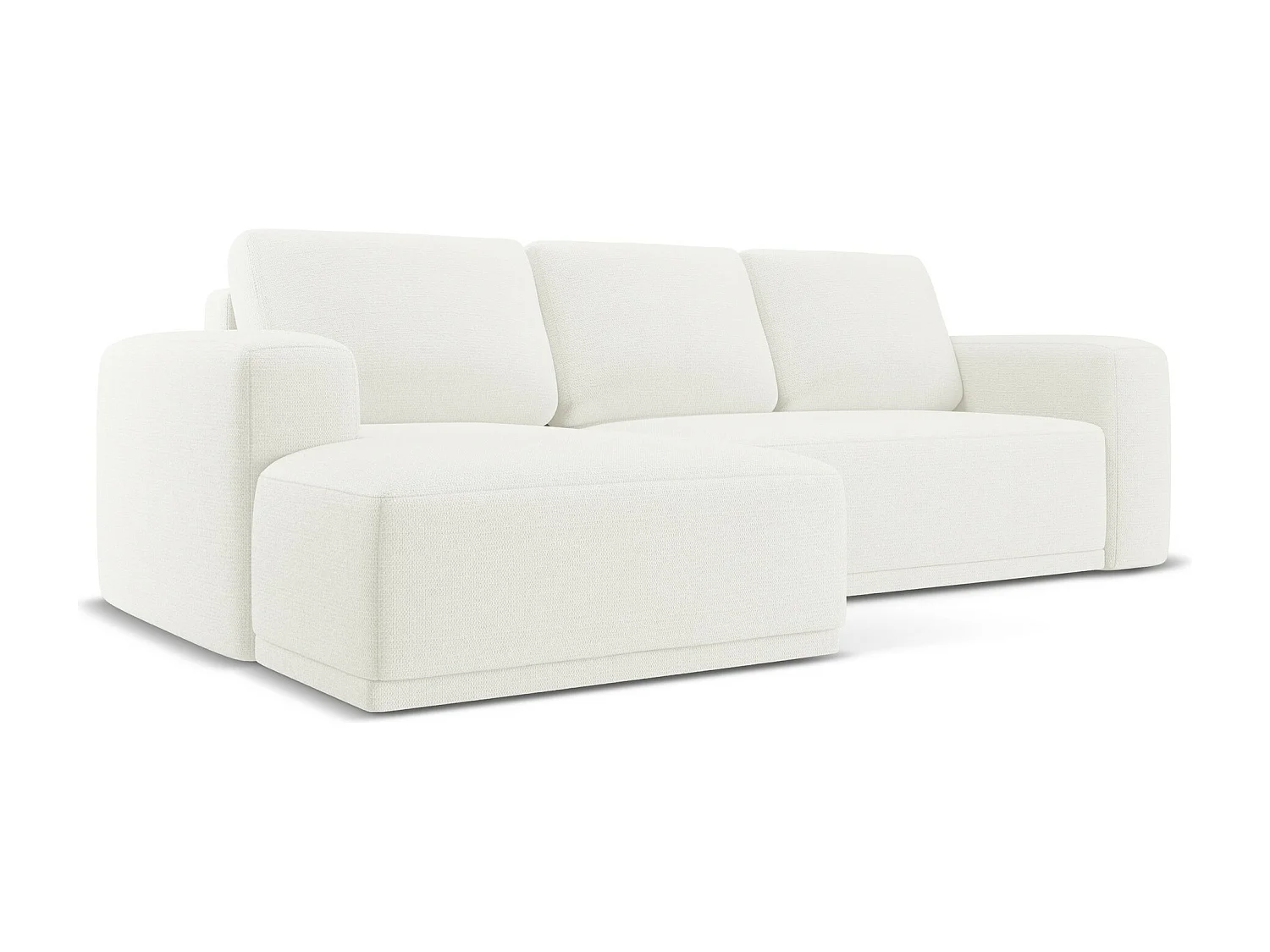 Sofá esquinero convertible 3 plazas izquierdo de tela chenilla blanco - KAILA