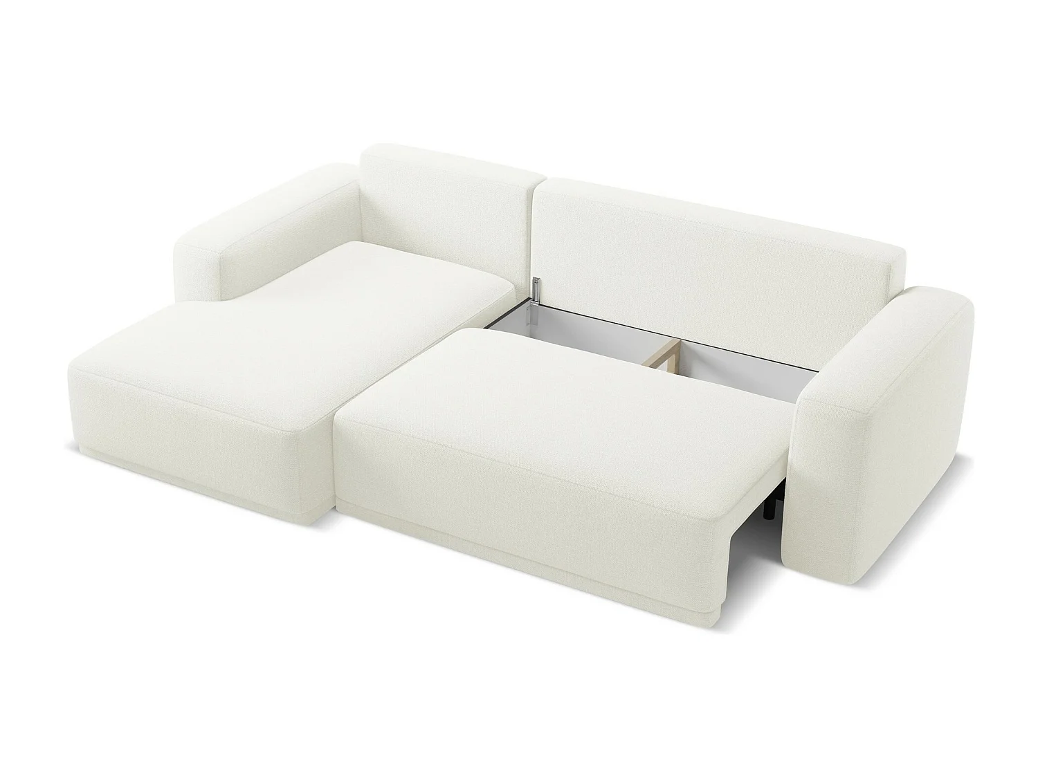 Sofá esquinero convertible 3 plazas izquierdo de tela chenilla blanco - KAILA