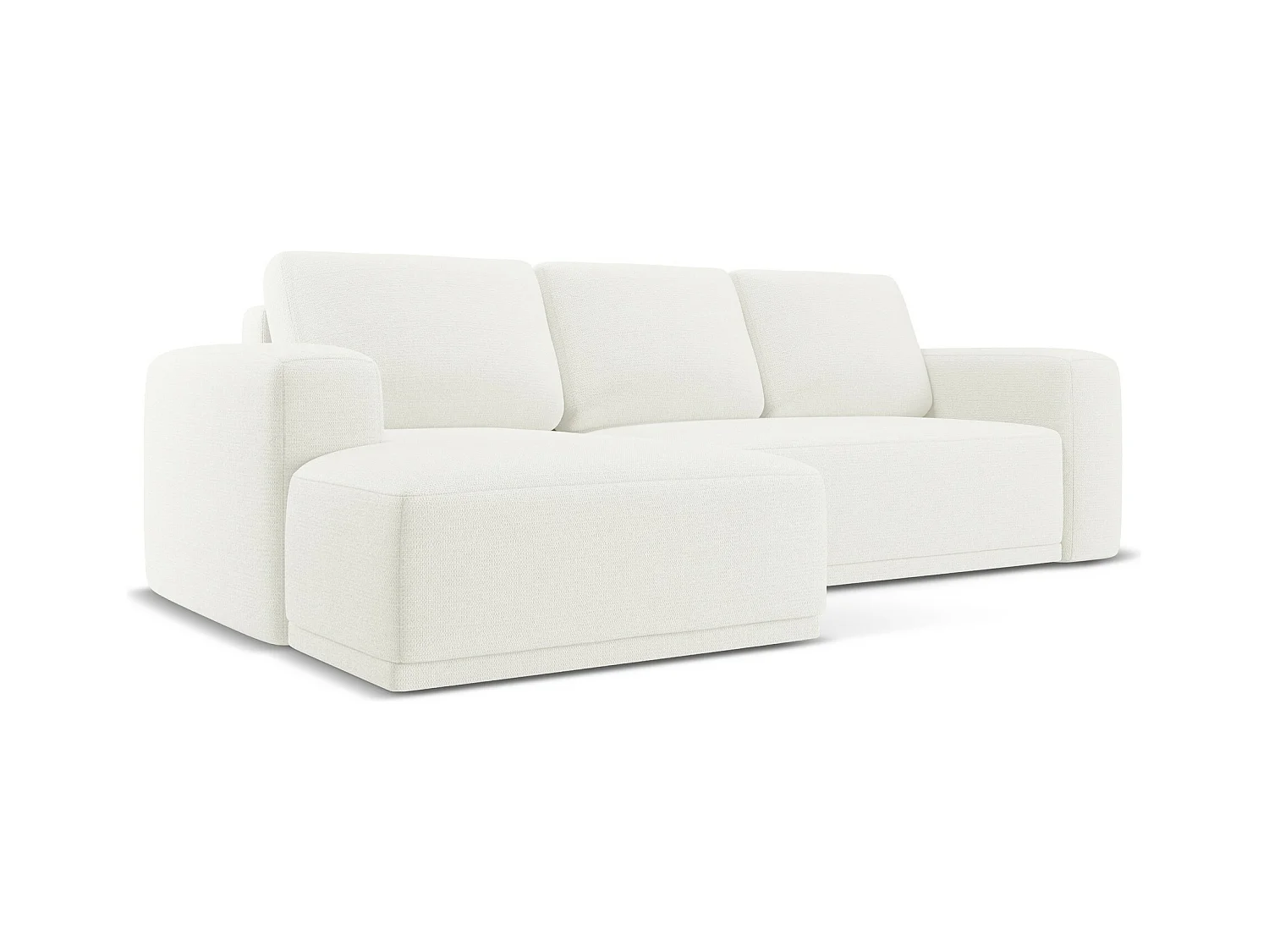 3-Sitzer Ecksofa mit Schlaffunktion - Ecke Links - Chenille - Weiß - KAILA