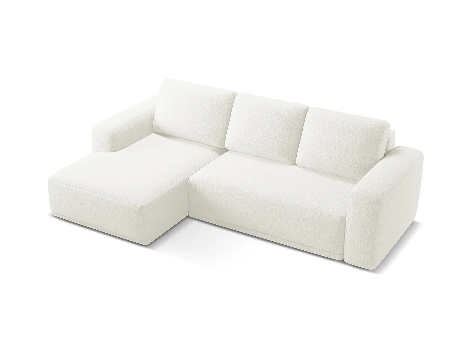 3-Sitzer Ecksofa mit Schlaffunktion - Ecke Links - Chenille - Weiß - KAILA