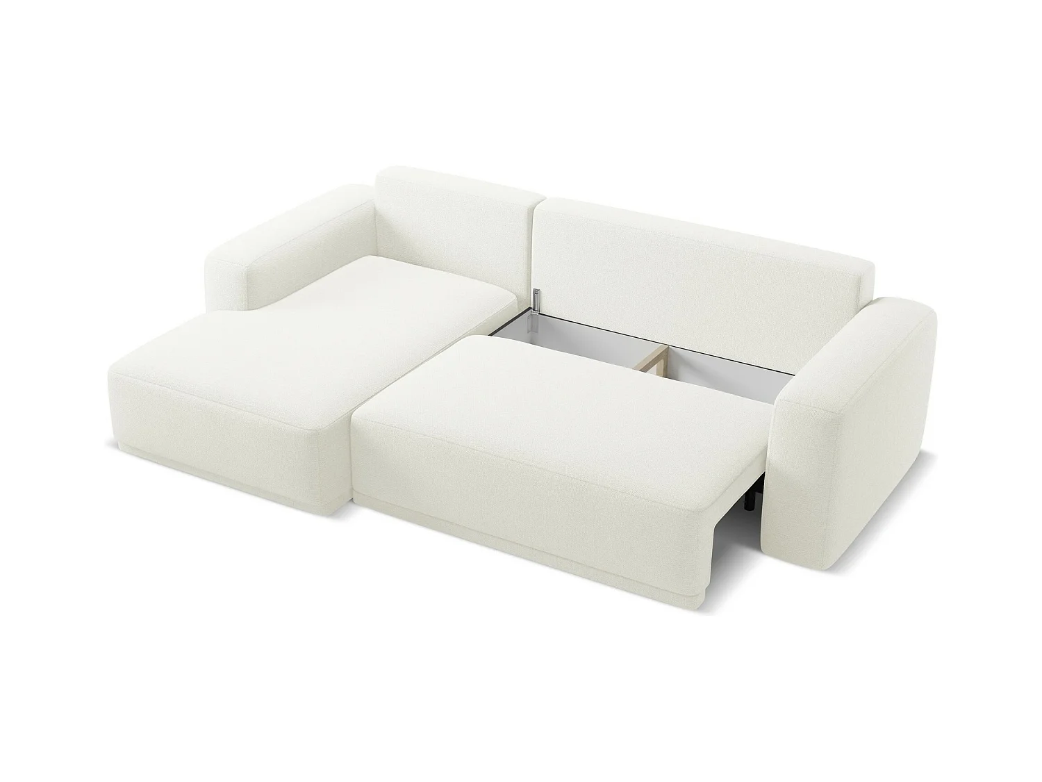 3-Sitzer Ecksofa mit Schlaffunktion - Ecke Links - Chenille - Weiß - KAILA