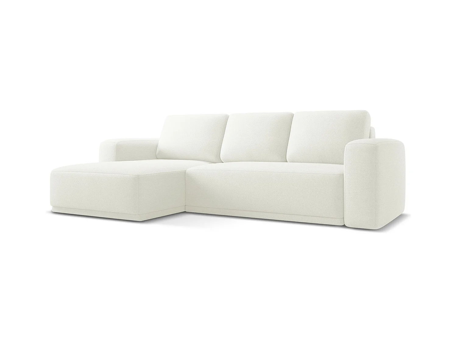 3-Sitzer Ecksofa mit Schlaffunktion - Ecke Links - Chenille - Weiß - KAILA
