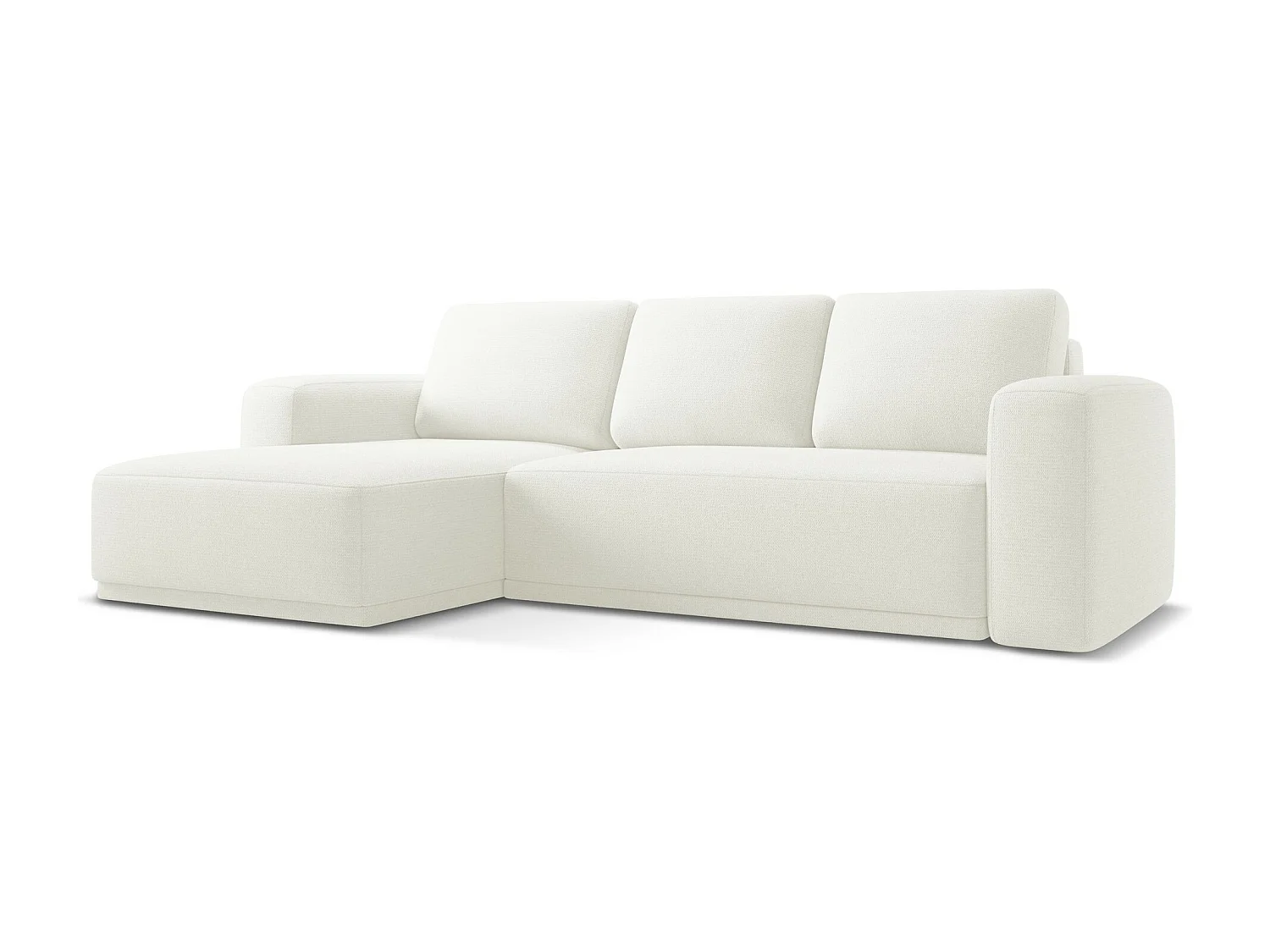 3-Sitzer Ecksofa mit Schlaffunktion - Ecke Links - Chenille - Weiß - KAILA