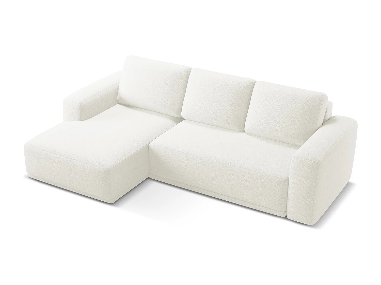 3-Sitzer Ecksofa mit Schlaffunktion - Ecke Links - Chenille - Weiß - KAILA