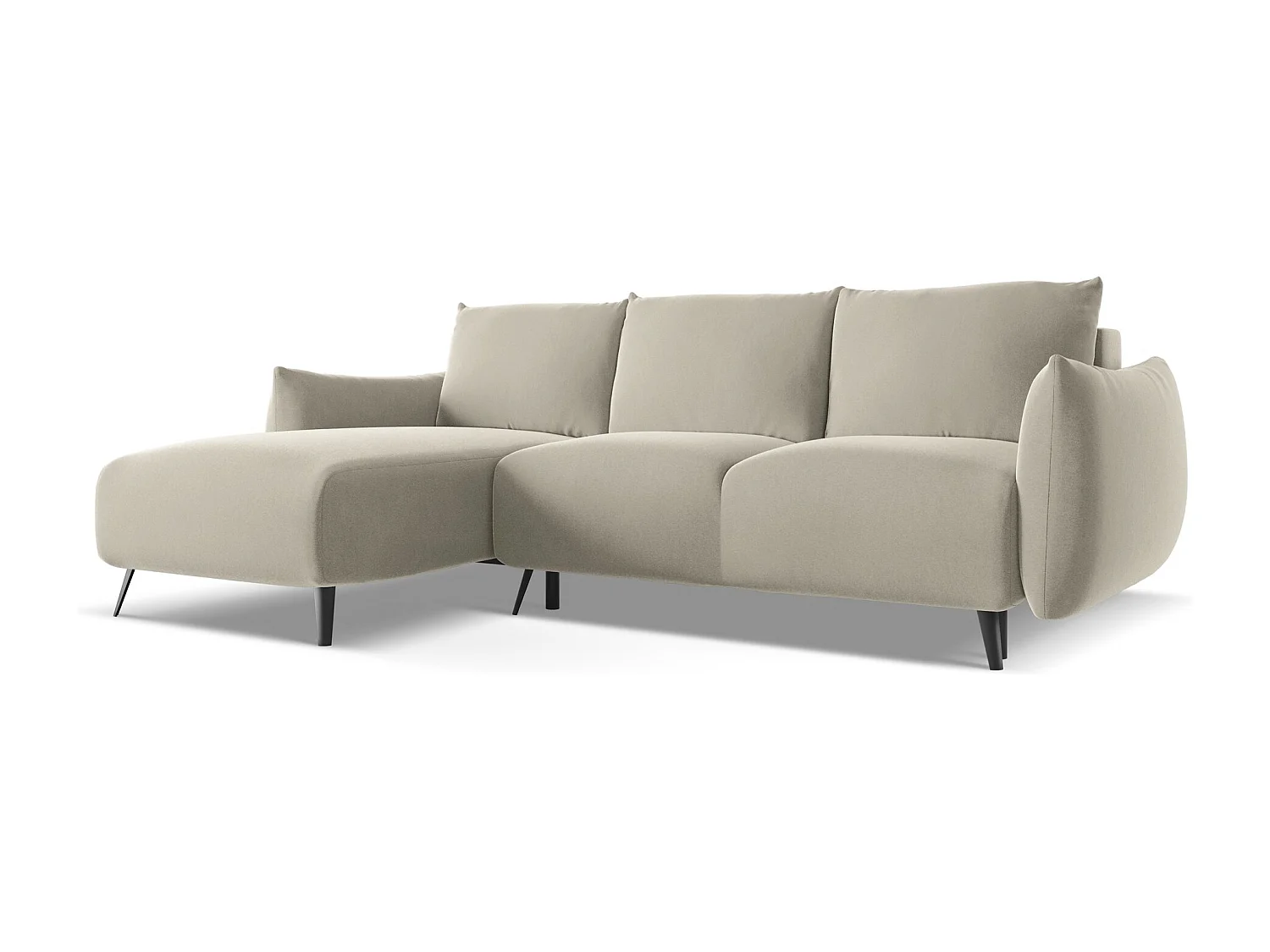 3-Sitzer Ecksofa mit Schlaffunktion - Ecke Links - Samt - Perle - MALIE