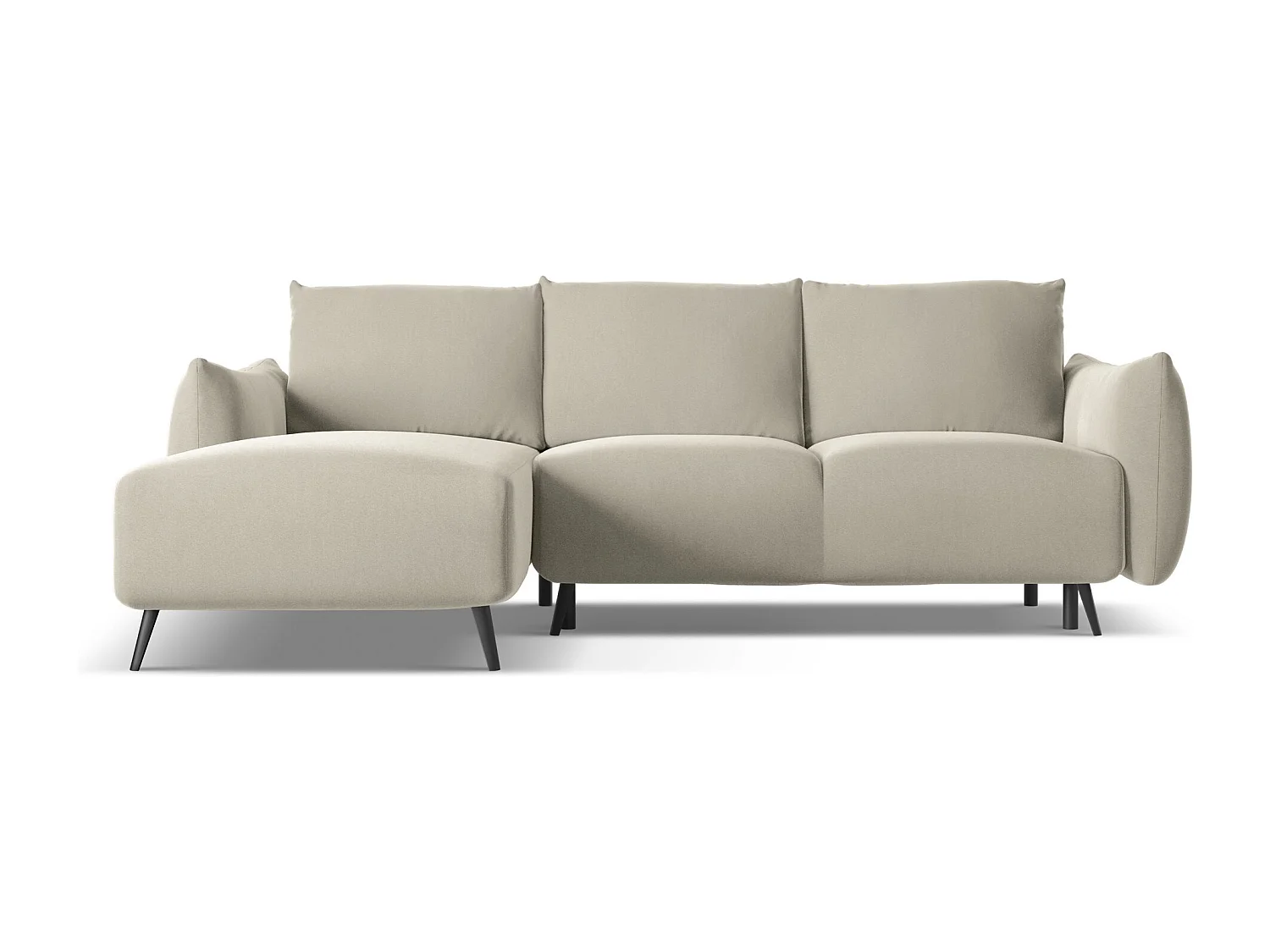 3-Sitzer Ecksofa mit Schlaffunktion - Ecke Links - Samt - Perle - MALIE