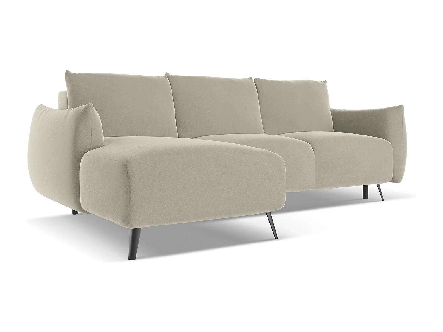3-Sitzer Ecksofa mit Schlaffunktion - Ecke Links - Samt - Perle - MALIE
