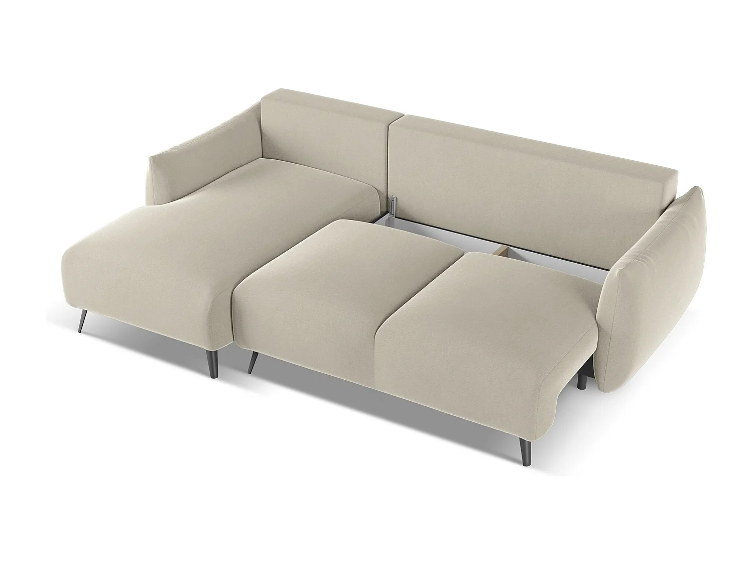 3-Sitzer Ecksofa mit Schlaffunktion - Ecke Links - Samt - Perle - MALIE