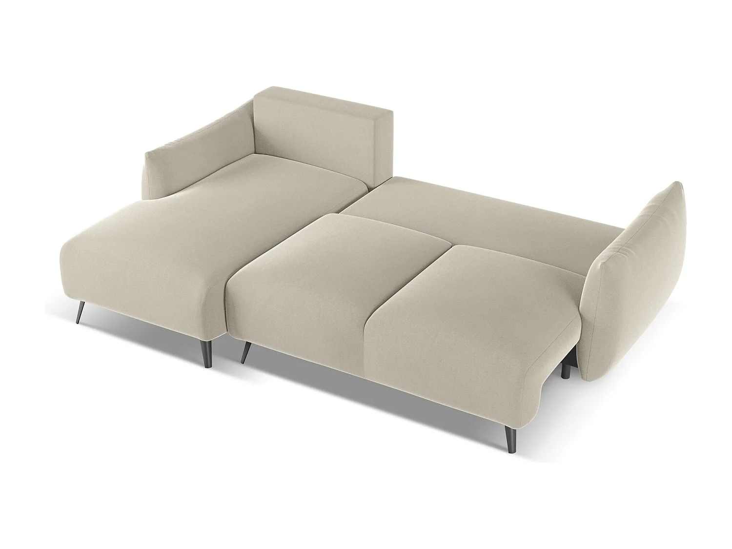 3-Sitzer Ecksofa mit Schlaffunktion - Ecke Links - Samt - Perle - MALIE