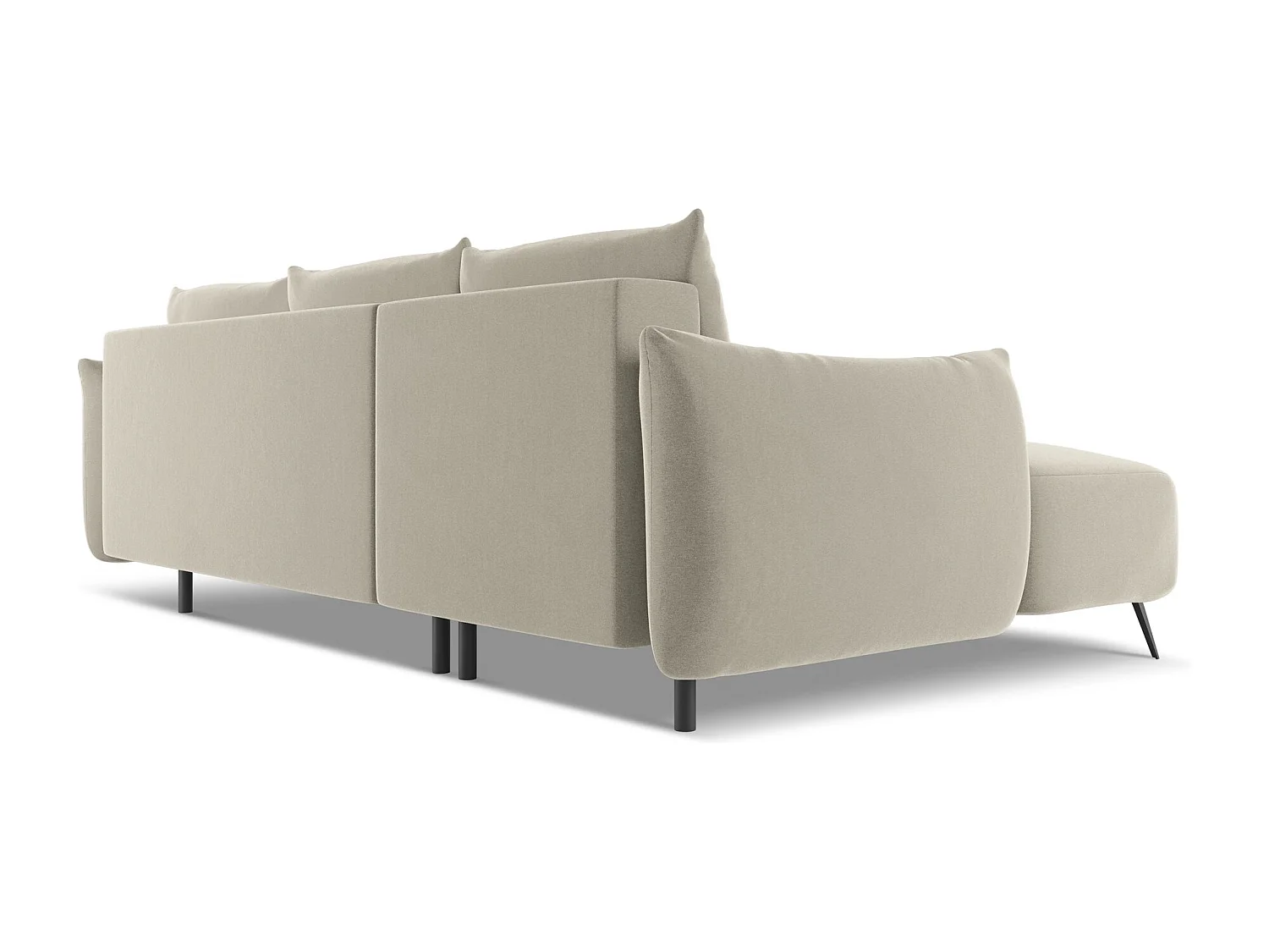 Canapé d'angle gauche convertible en velours - perle - MALIE